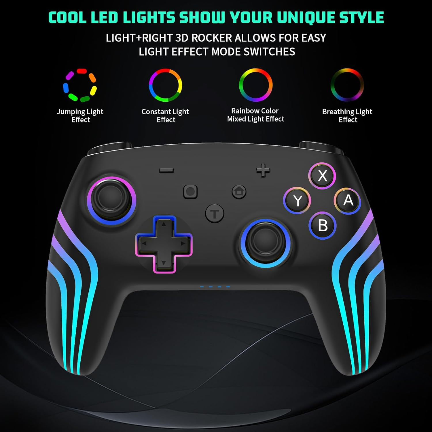 Nouvelle manette de jeu sans fil Bluetooth NS PRO, dotée de vibrations somatosensorielles à six axes et de lumières colorées RVB, commutateur à deux