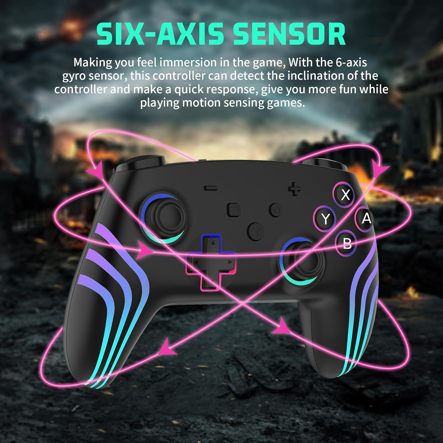 Nouvelle manette de jeu sans fil Bluetooth NS PRO, dotée de vibrations somatosensorielles à six axes et de lumières colorées RVB, commutateur à deux