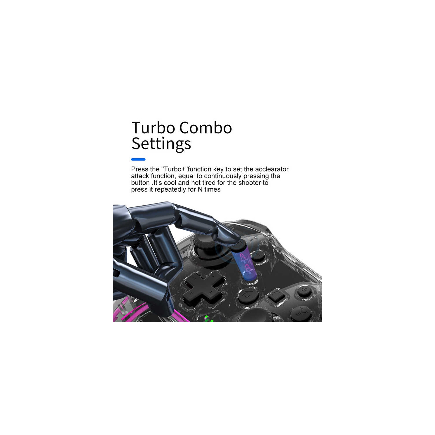 Manette sans fil pour PC, Switch/PS4 et autres manettes; détection de vibrations et de mouvement à six axes; noir clair avec récepteur - compatible