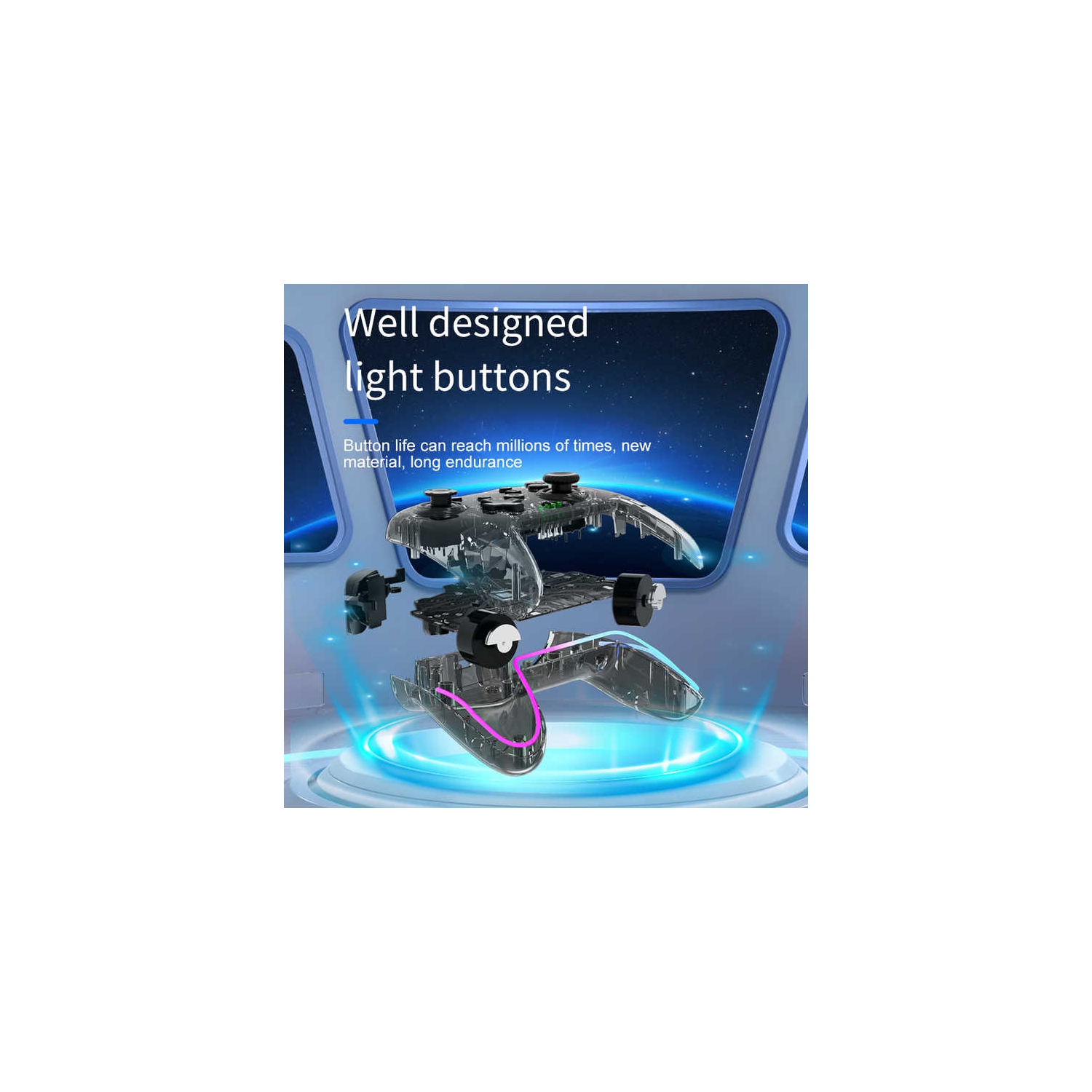 Manette sans fil pour PC, Switch/PS4 et autres manettes; détection de vibrations et de mouvement à six axes; noir clair avec récepteur - compatible