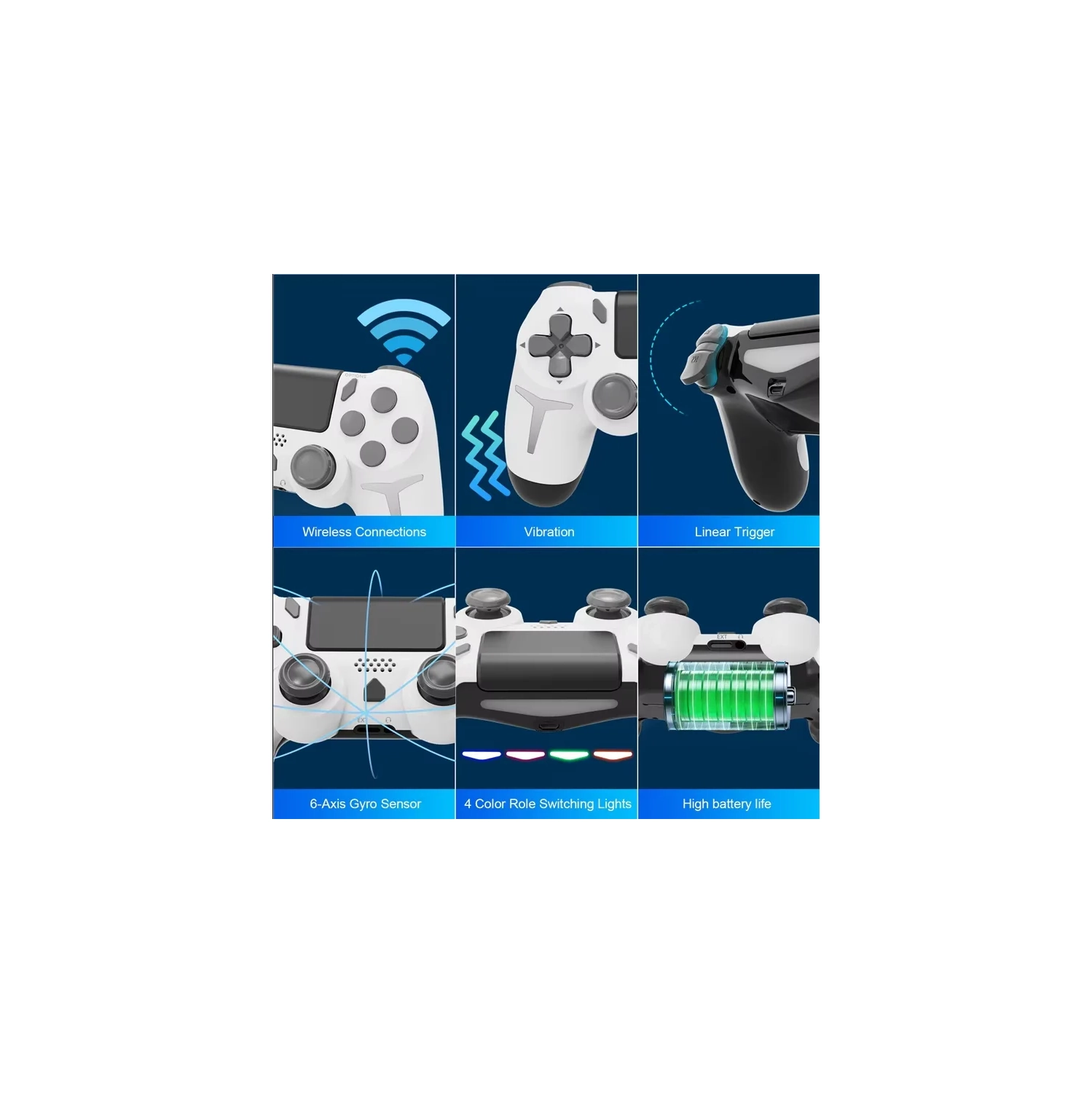 PS4 manette Bluetooth sans fil PC Steam game vibration gyroscope somatosensory à six axes manette PS4, manette de console de jeu noire