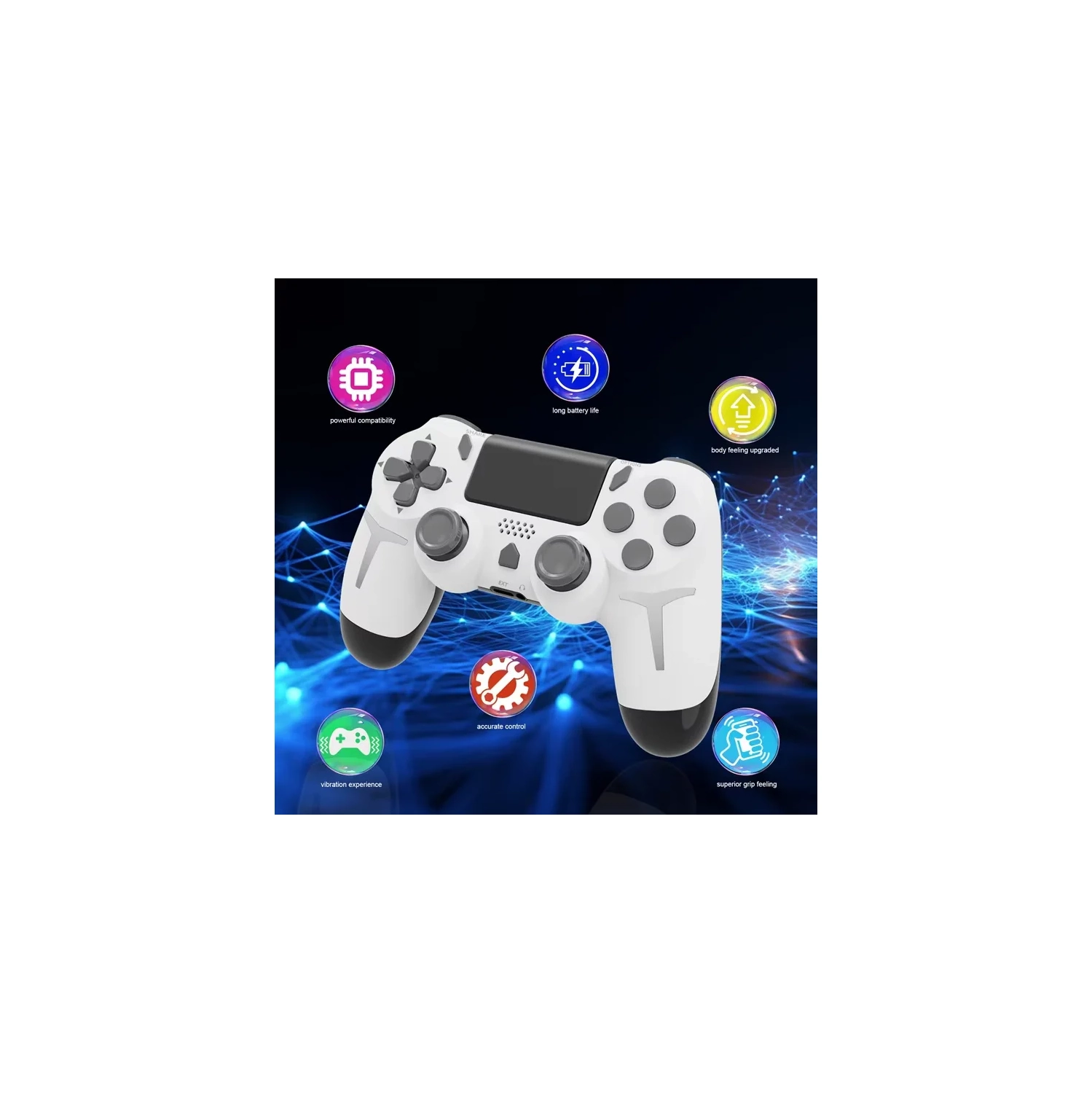 PS4 manette Bluetooth sans fil PC Steam game vibration gyroscope somatosensory à six axes manette PS4, manette de console de jeu noire