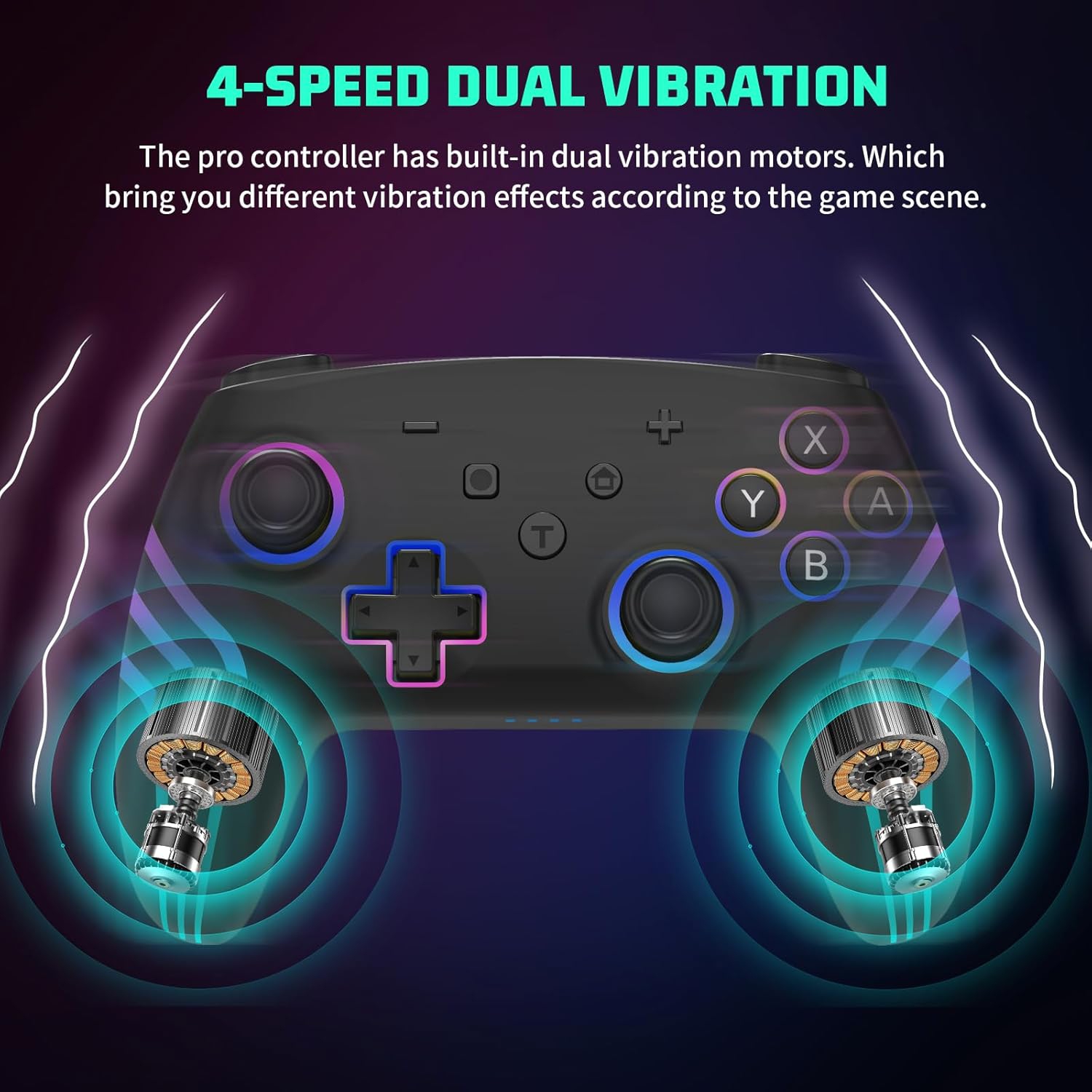 Nouvelle manette de jeu sans fil Bluetooth NS PRO, dotée de vibrations somatosensorielles à six axes et de lumières colorées RVB, commutateur à deux