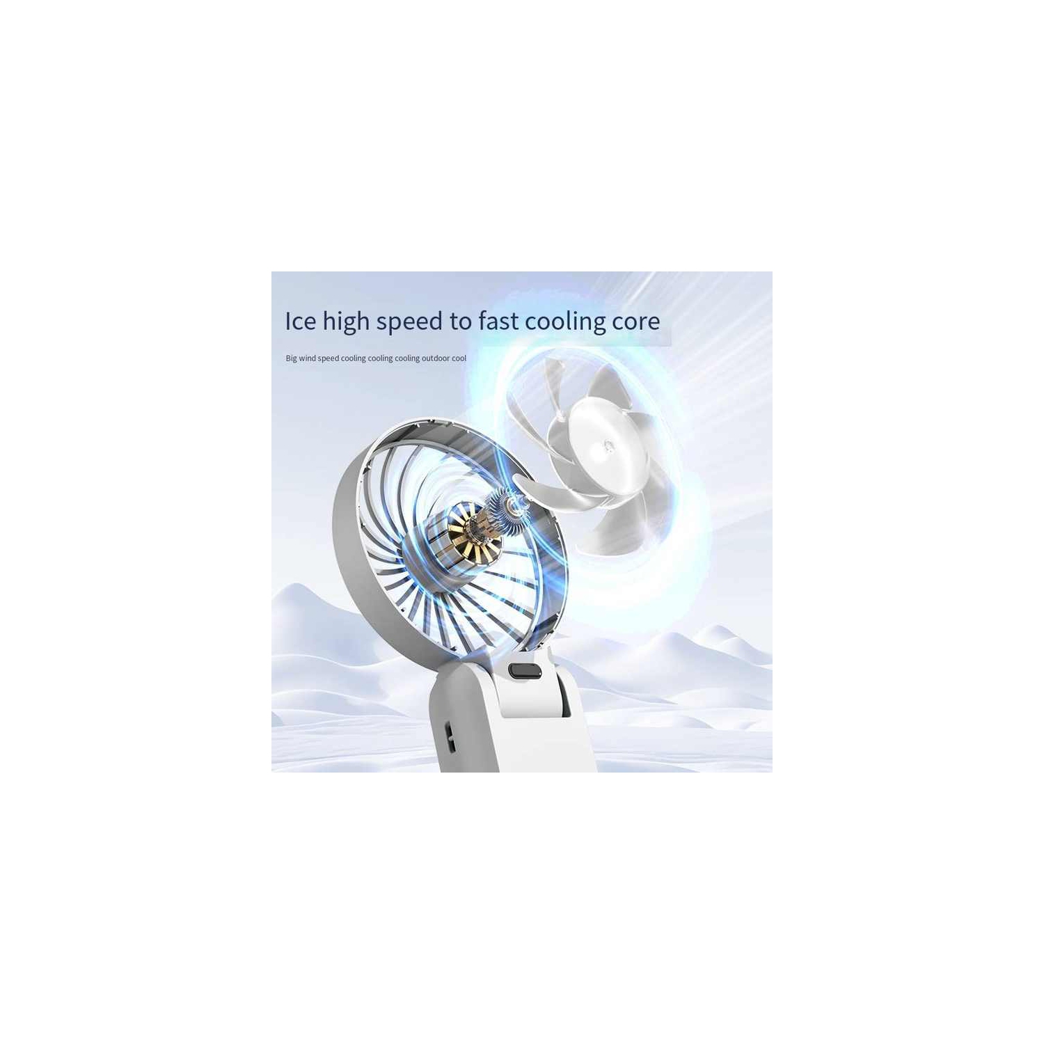 USB Rechargeable Desktop Folding Fan with Hook Air Cooling Handheld Electric Portable Fan with LED Display, Large Capacity Battery 100 Wind Speeds,