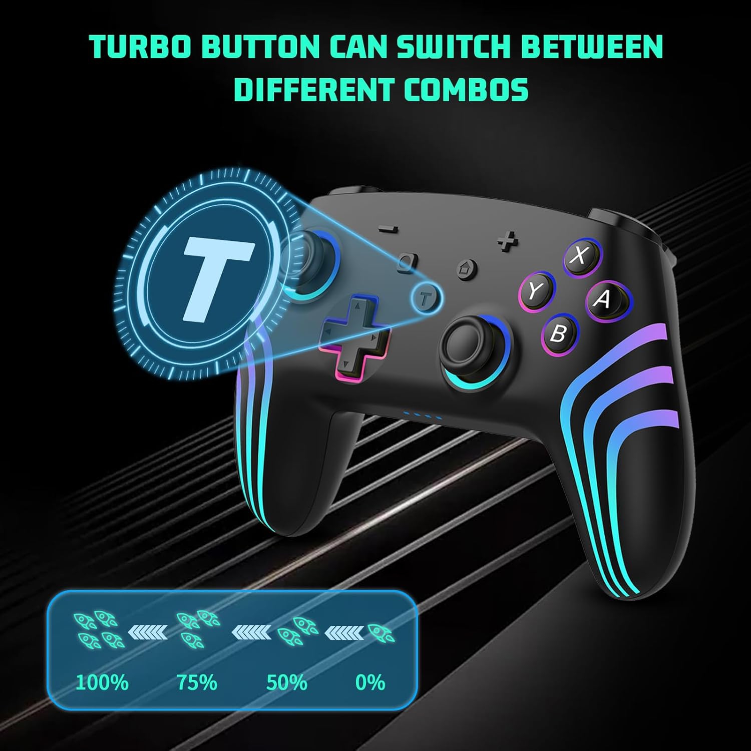 Nouvelle manette de jeu sans fil Bluetooth NS PRO, dotée de vibrations somatosensorielles à six axes et de lumières colorées RVB, commutateur à deux