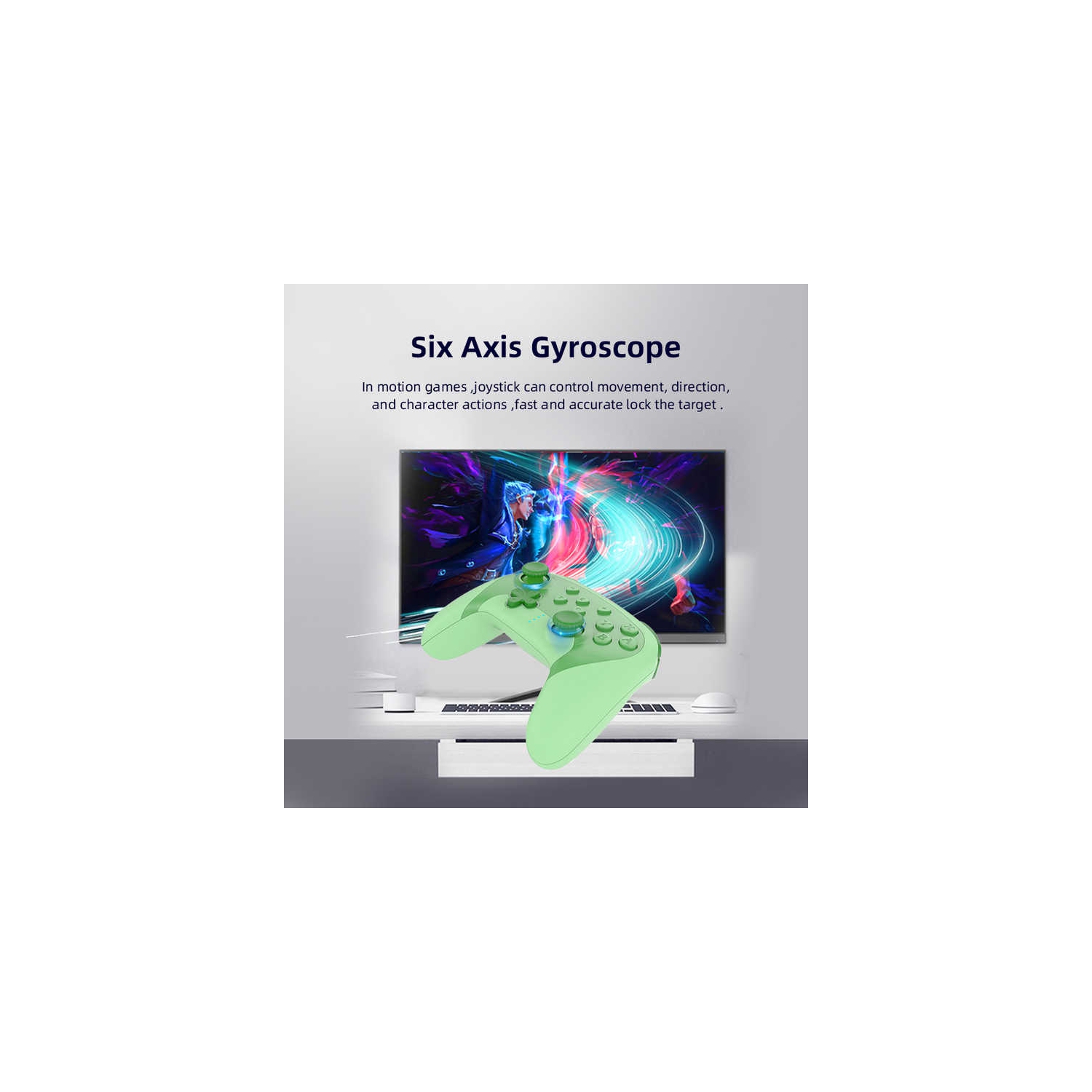 Switch manette professionnelle sans fil manette de jeu avec vibration réveil Bluetooth vibration somatosensory PC PC Manette de jeu Switch - vert