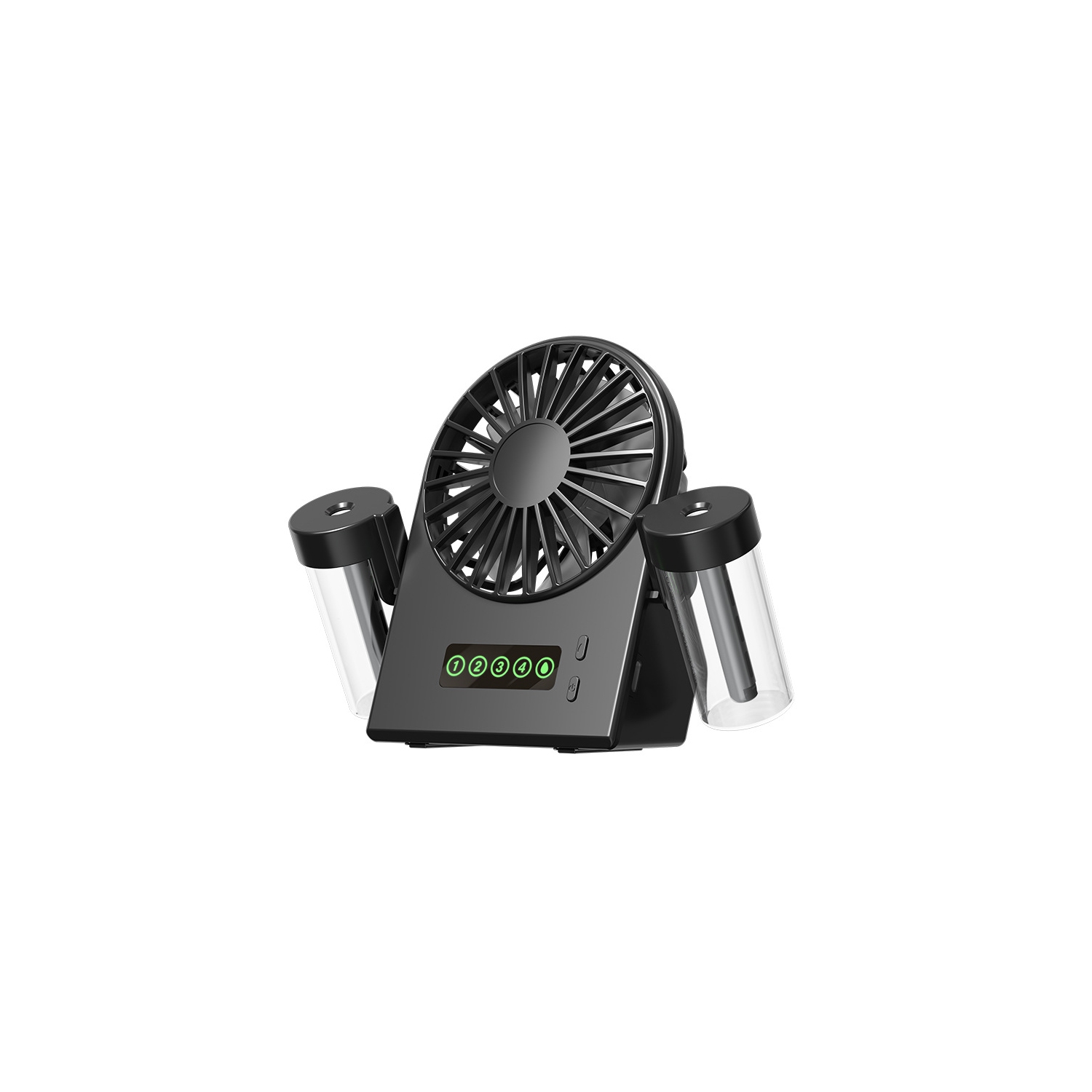 2025 New Double Spray Desktop Fan Humidifier 2 in 1 USB Portable Digital Display Hydration Spray Fan Double Spray Humidifier Small Fan Handheld-F8