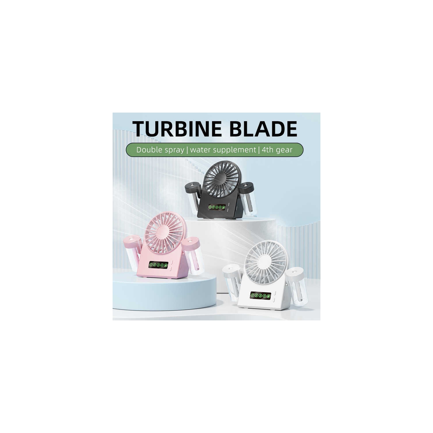 2025 New Double Spray Desktop Fan Humidifier 2 in 1 USB Portable Digital Display Hydration Spray Fan Double Spray Humidifier Small Fan Handheld-F8