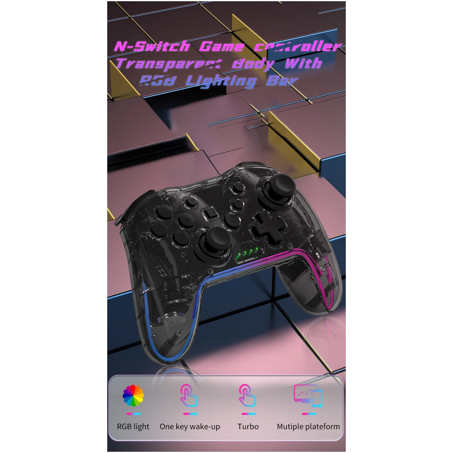 Manette de jeu Bluetooth sans fil | Connexion à trois modes pour Switch/PC/téléphone mobile | Commande à une touche | Vibration HD | Manette sans fil