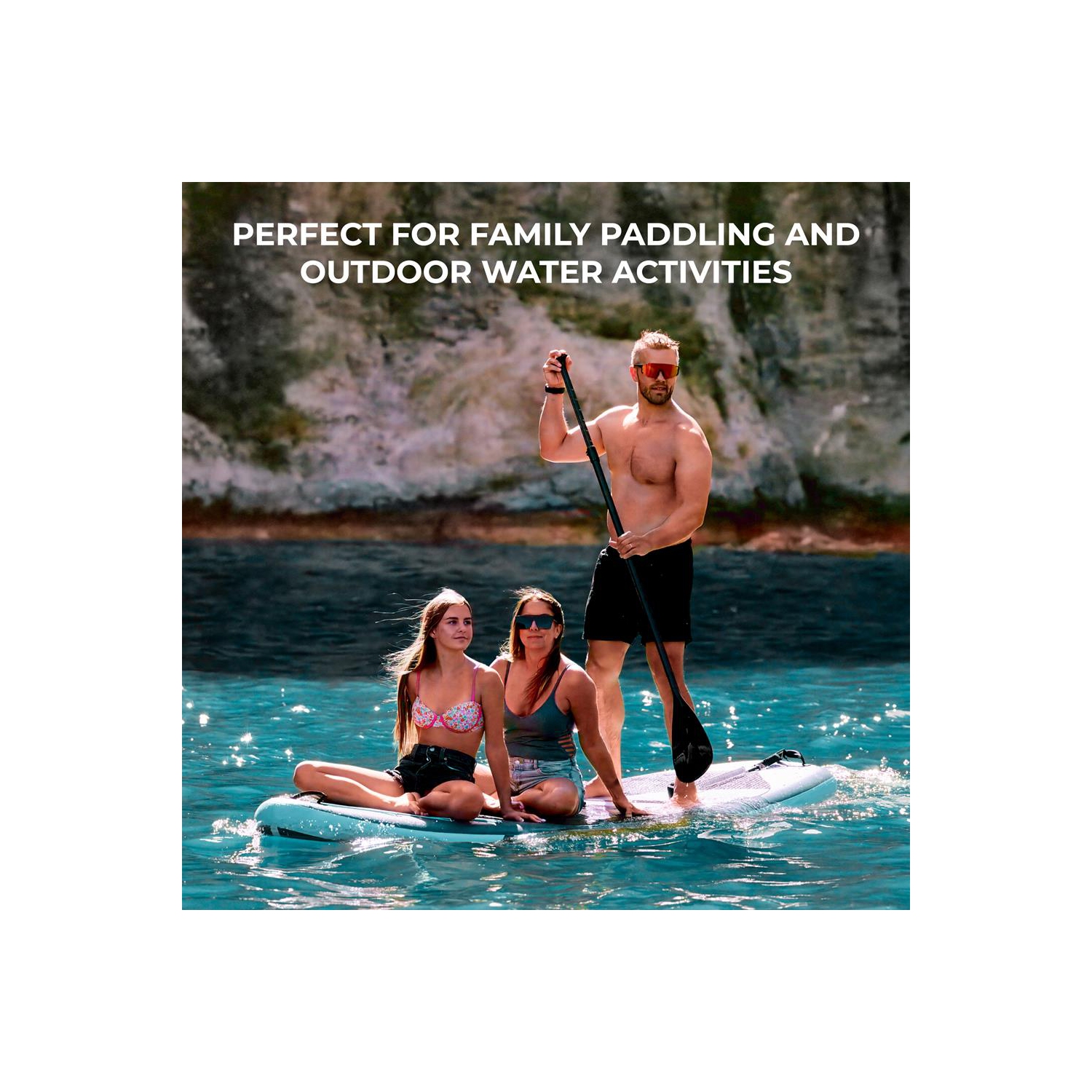 SereneLife Inflatable Stand-Up Paddle Board – 11'6" x 35" Extra Wide SUP for Families – 440 lb Capacity, Non-Slip Deck, Backpack, Paddle, Pump &