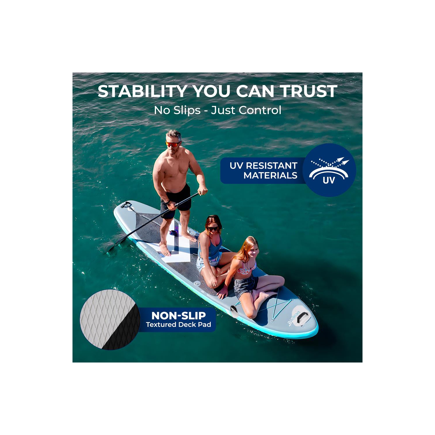 SereneLife Inflatable Stand-Up Paddle Board – 11'6" x 35" Extra Wide SUP for Families – 440 lb Capacity, Non-Slip Deck, Backpack, Paddle, Pump &