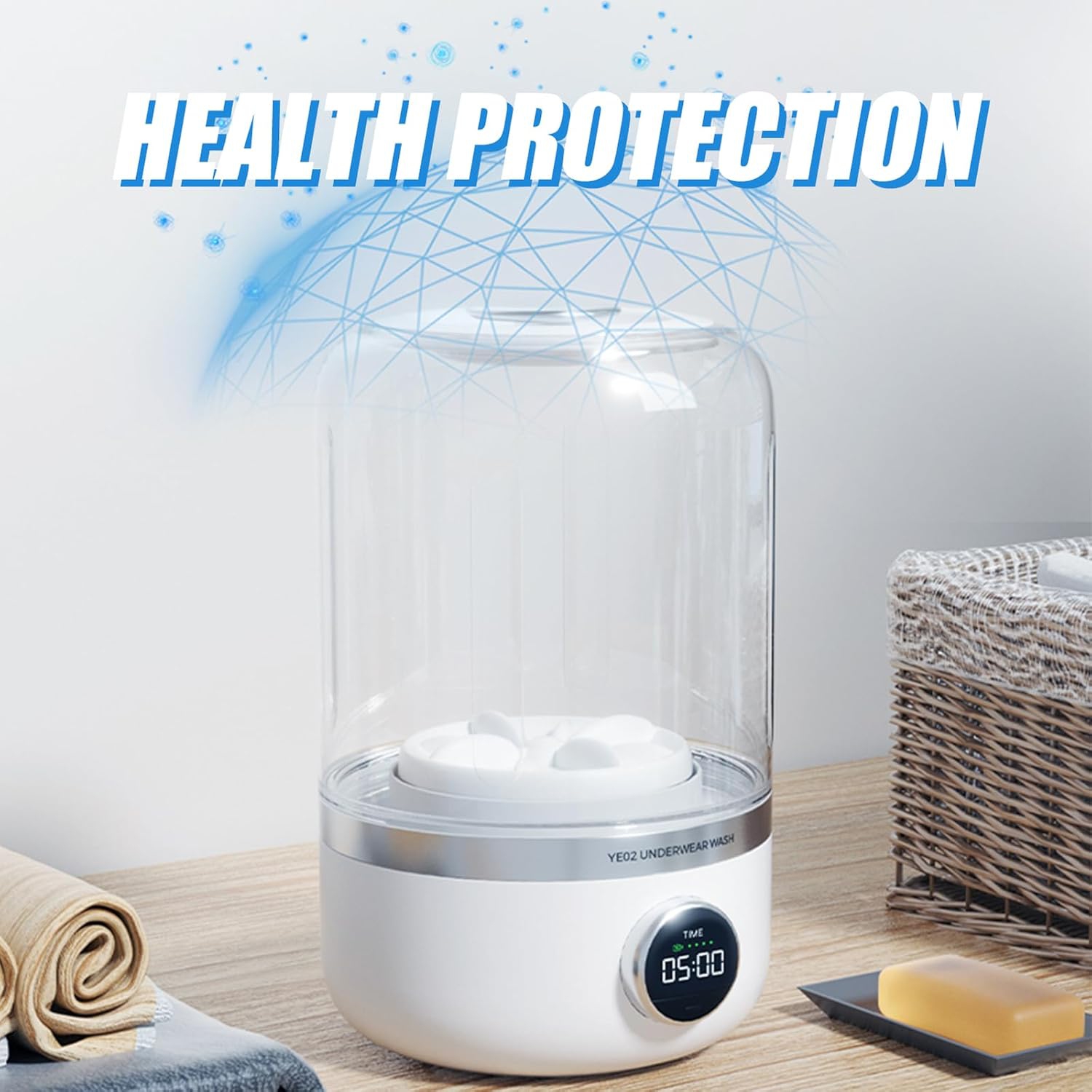 Mini Portable Washing Machine,1.2L Small Washing Machine for Underwear Socks Saliva Towels,,USB Rechargeable Mini Washer for Apartment Hotel Travel