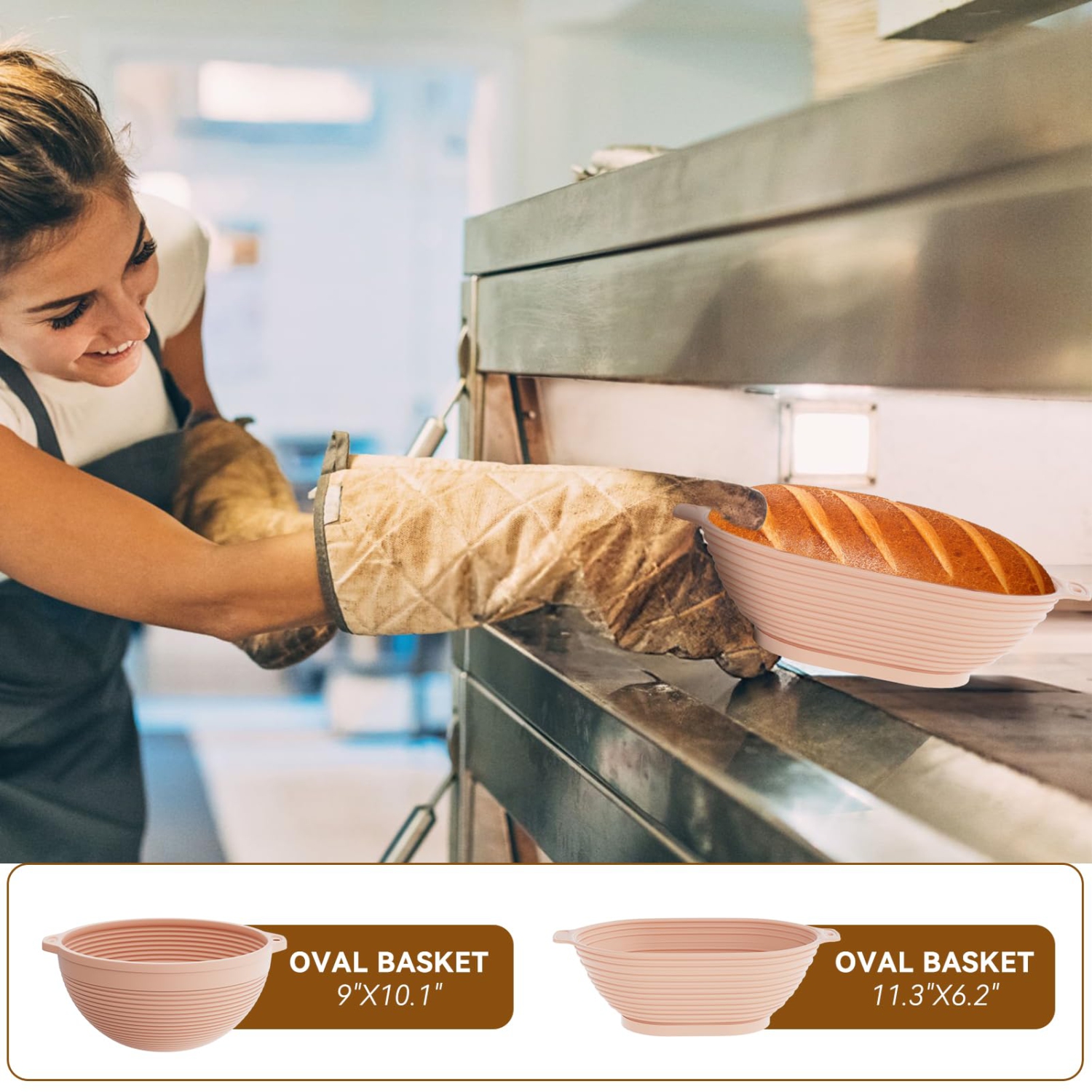 Trousse de démarrage au levain, ensemble de 2 paniers de levage Banneton en silicone, trousse de départ de levain pour débutants avec 10 sacs à pain