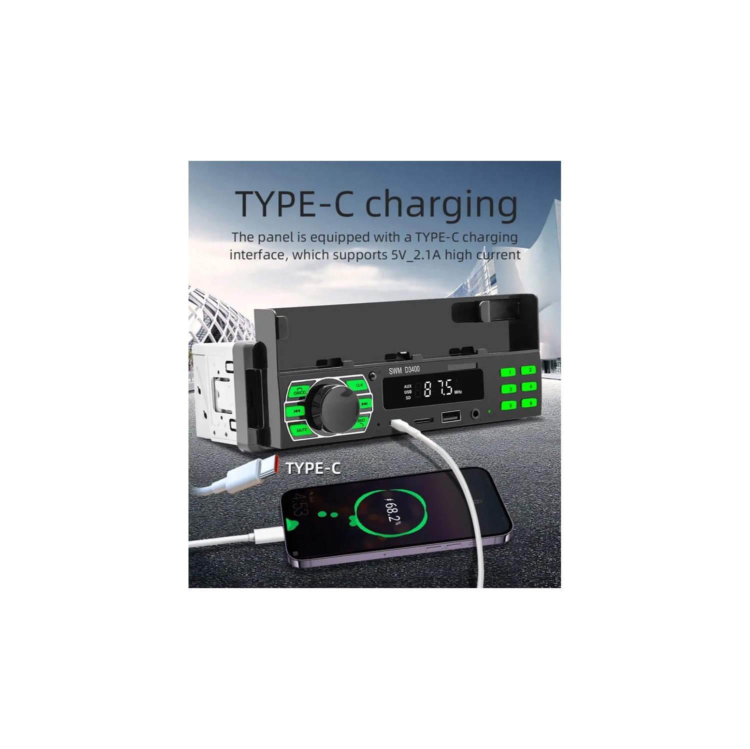 Récepteur de musique multifonction pour l'auto Lecteur MP3 Bluetooth + Radio FM Lecteur USB multifonction / Carte SD Direct Plug-in