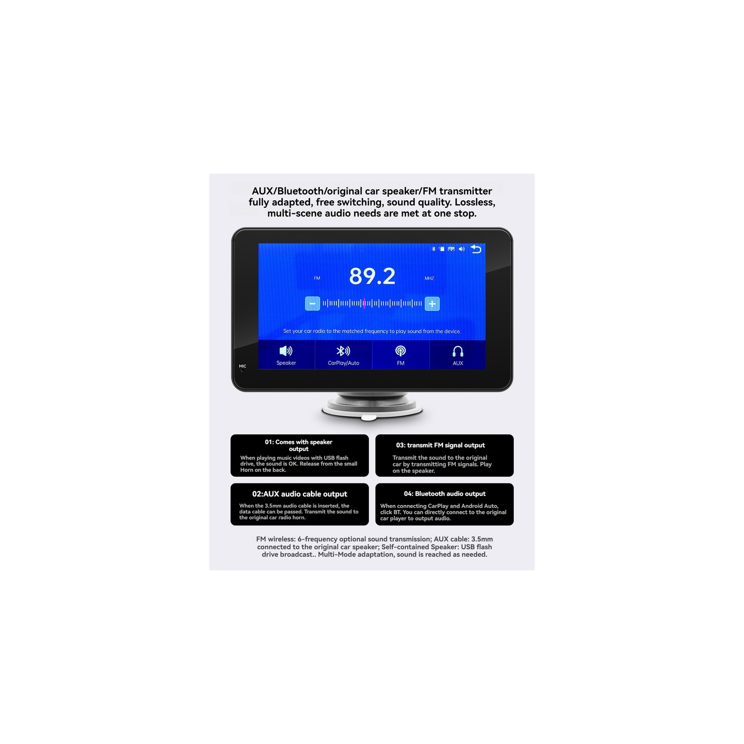 Écran portatif CarPlay, écran sans fil Apple CarPlay et Android Auto dans l'auto, lecteur multimédia Bluetooth MP5, radio d'auto à écran tactile de