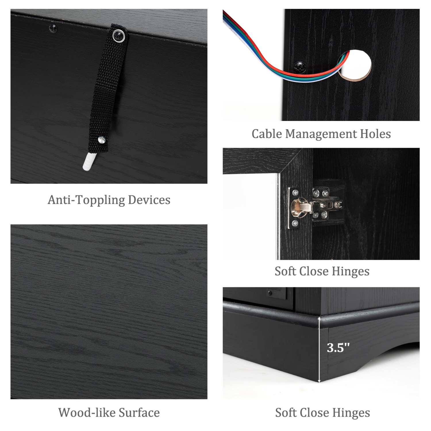 Gymax Fireplace TV Stand w/ Remote Controls & Thermostat Storage Cabinets