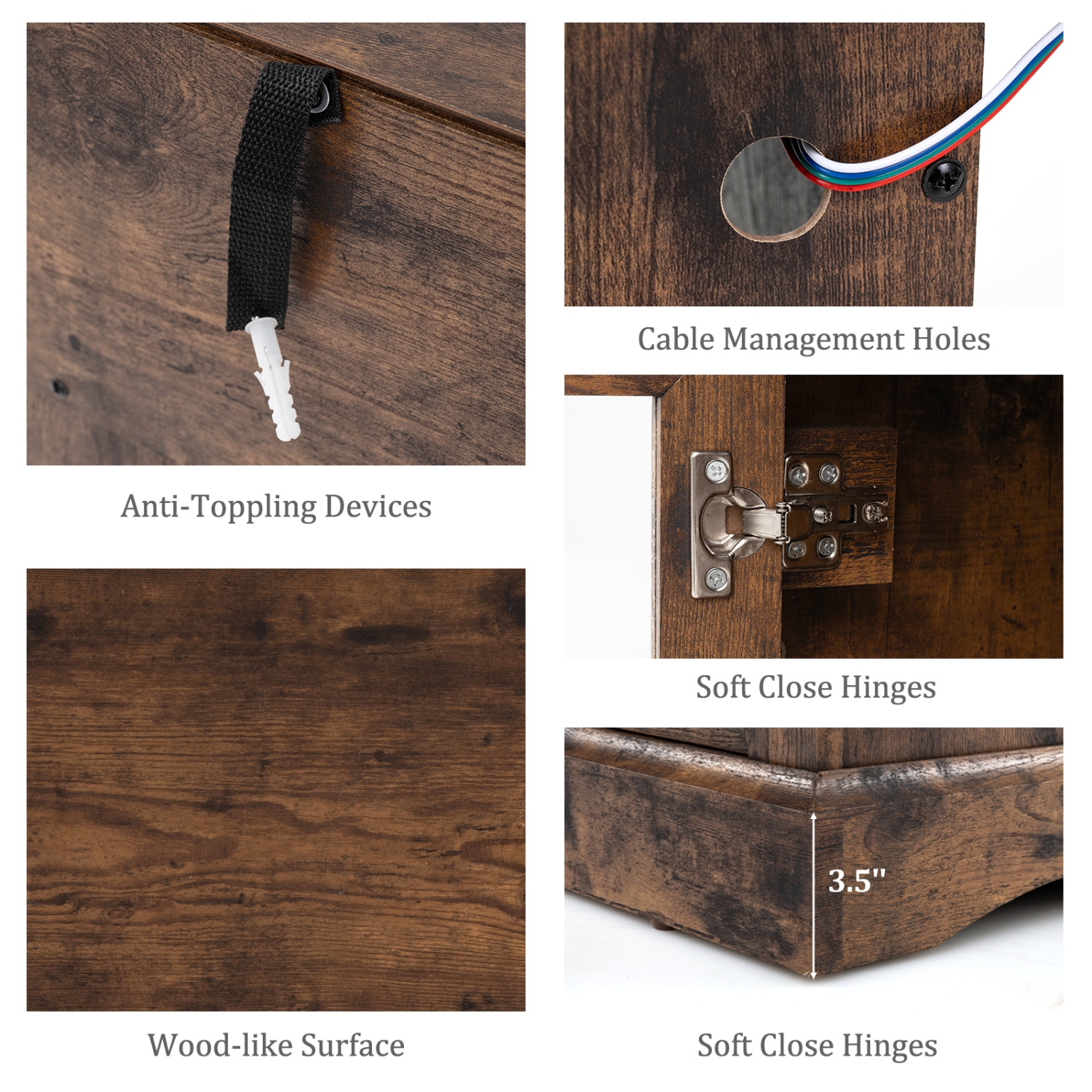 Gymax Fireplace TV Stand w/ Remote Controls & Thermostat Storage Cabinets