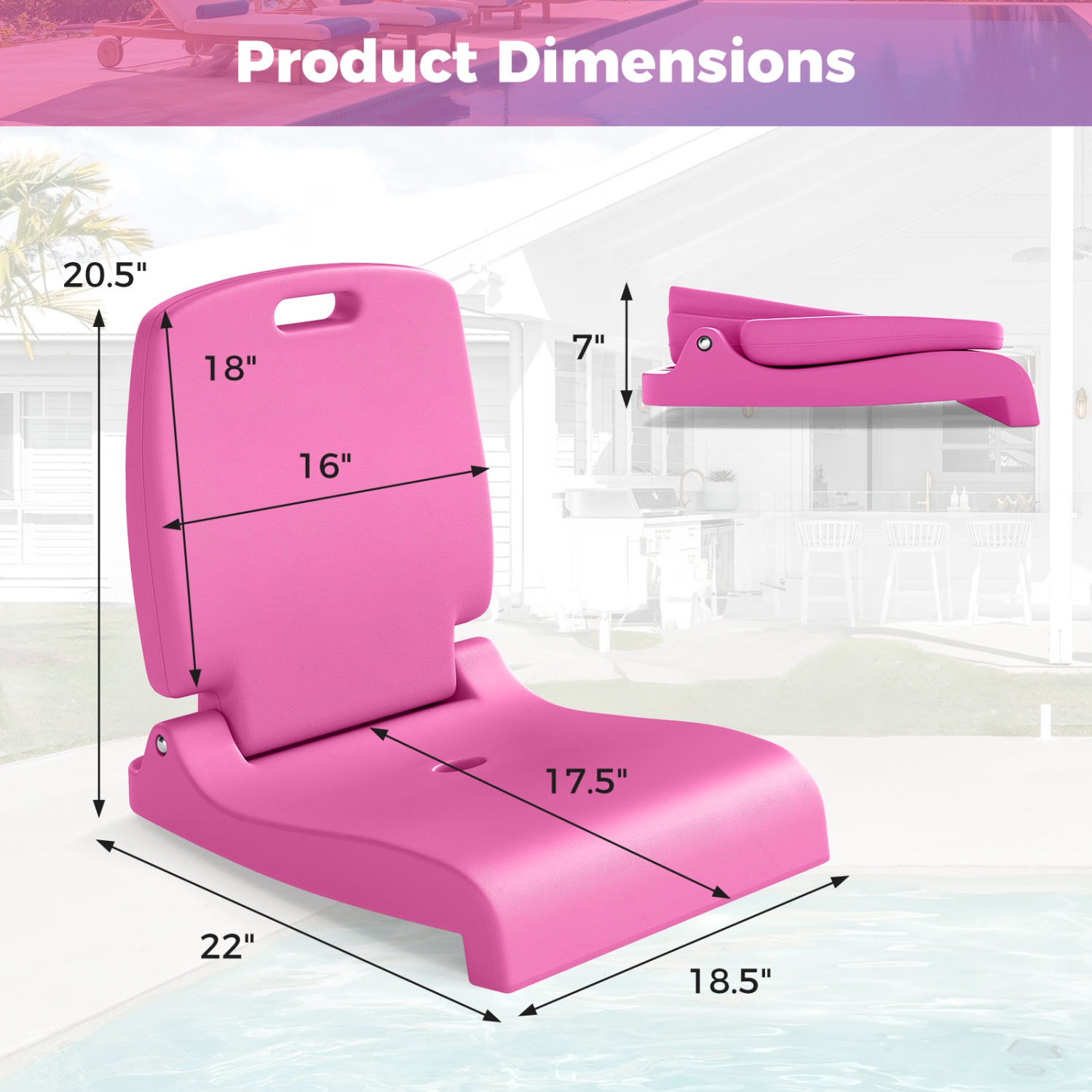 Gymax 2PCS Poolside Chairs for Edge of Pool Foldable Outdoor Pool Chair