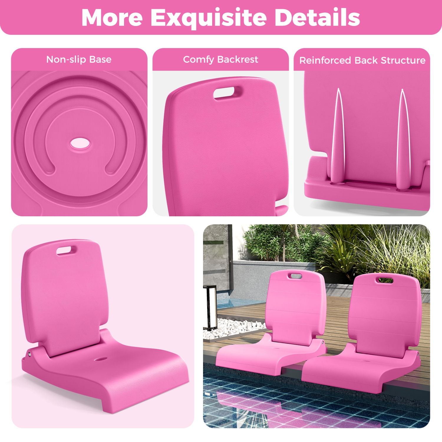 Gymax 2PCS Poolside Chairs for Edge of Pool Foldable Outdoor Pool Chair