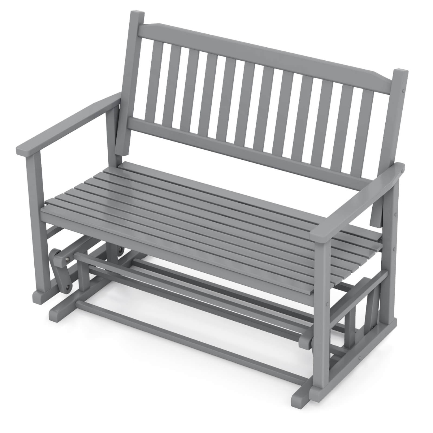 Gymax Patio Glider Loveseat Chair Swing Rocking Bench w/ Curved Backrest & Slatted Seat