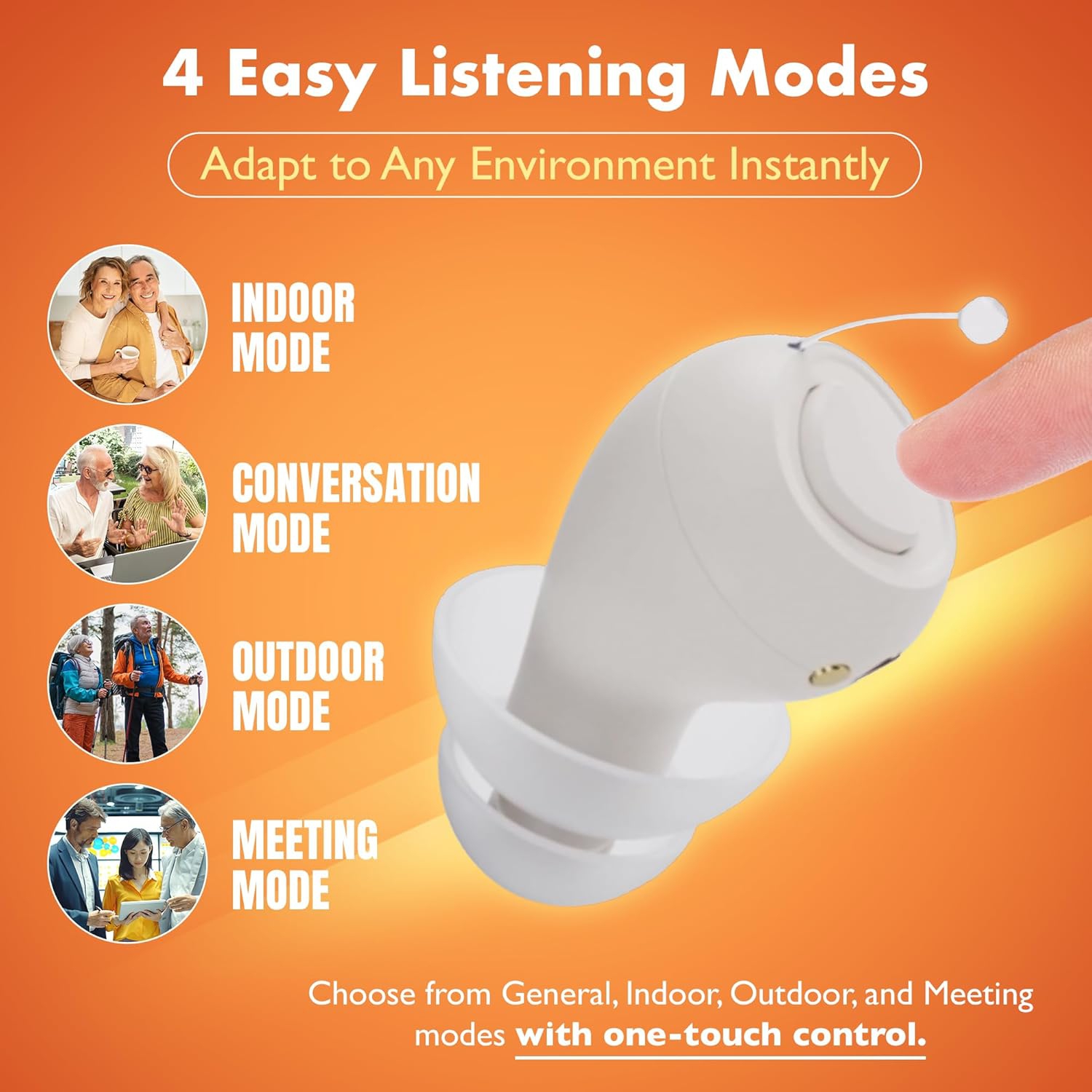 CIC Rechargeable Hearing Amplifier for Seniors & Adults w/Intelligent Noise Reduction - OTC for Men & Women, Near-Invisible, 32-Channel, Easy Use