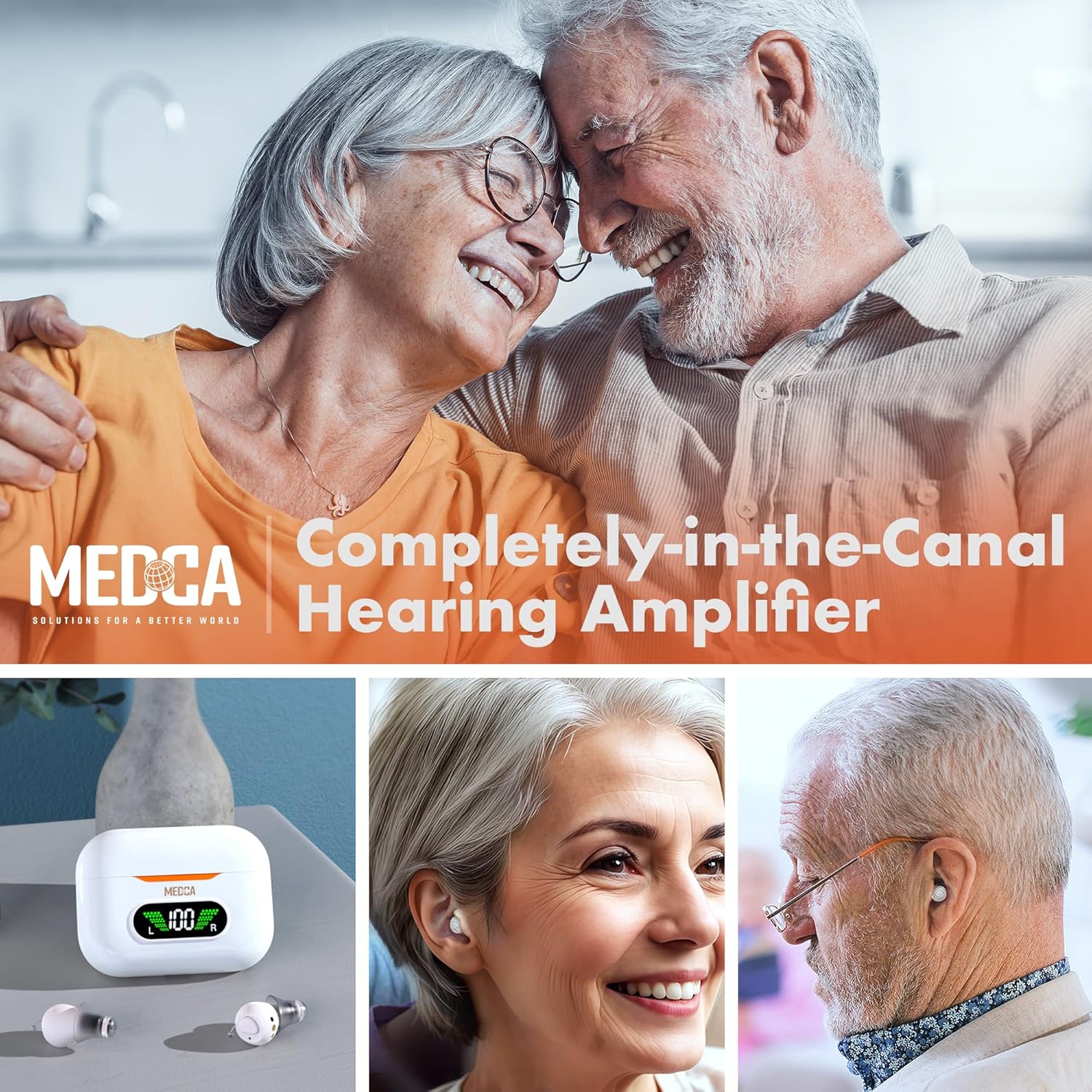CIC Rechargeable Hearing Amplifier for Seniors & Adults w/Intelligent Noise Reduction - OTC for Men & Women, Near-Invisible, 32-Channel, Easy Use
