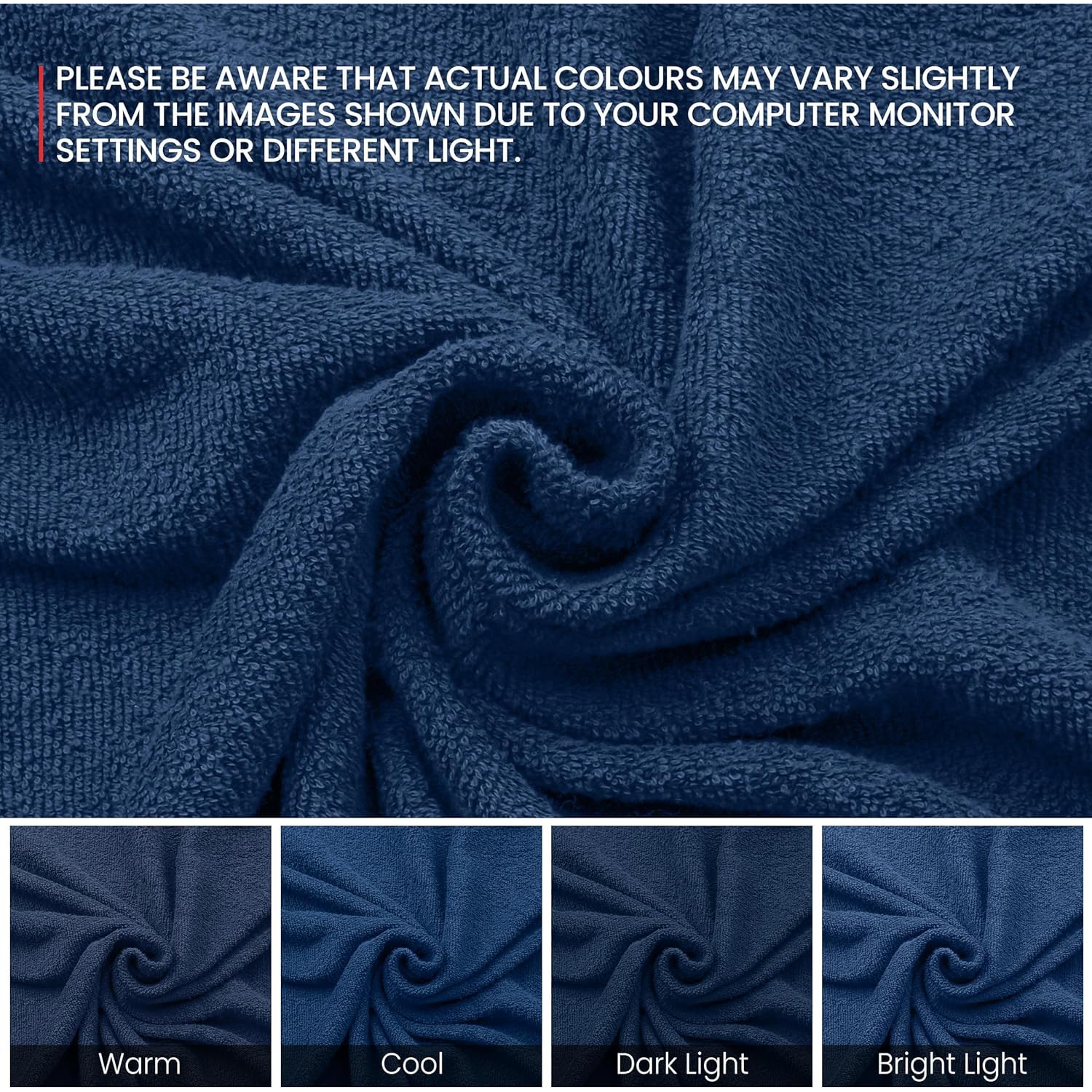 Canadian Linen Yukon Hand Towels Set, 24 Pack, 15"x25", Soft Absorbent Cotton Lightweight Quick Dry Fingertip Towels for Salons Spa Massage Wrap, Navy