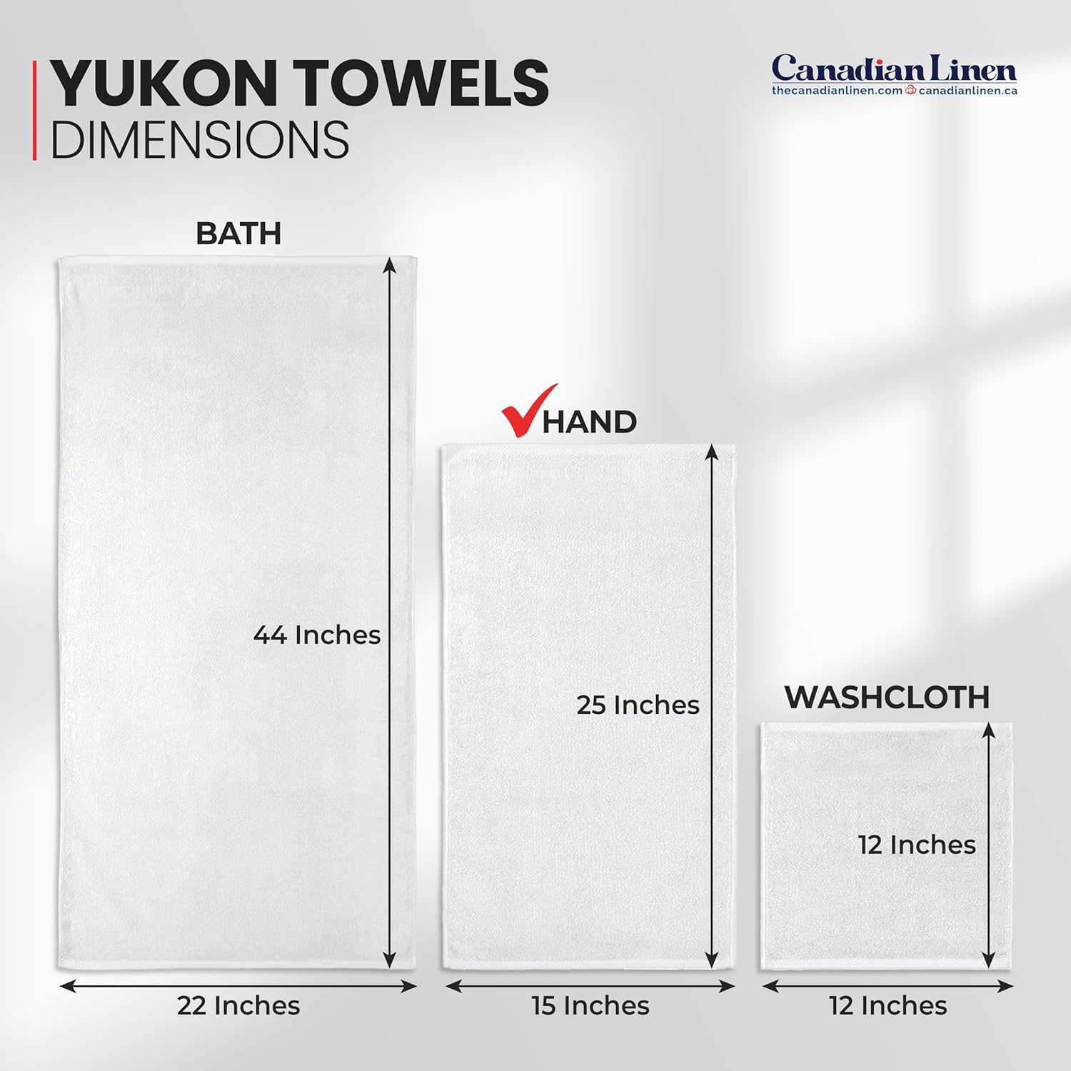 Canadian Linen Yukon Hand Towels Set, 24 Pack, 15"x25", Lightweight Quick Dry Soft Absorbent Cotton Hand Towel for Nursing Hospital Hotel Motel, White