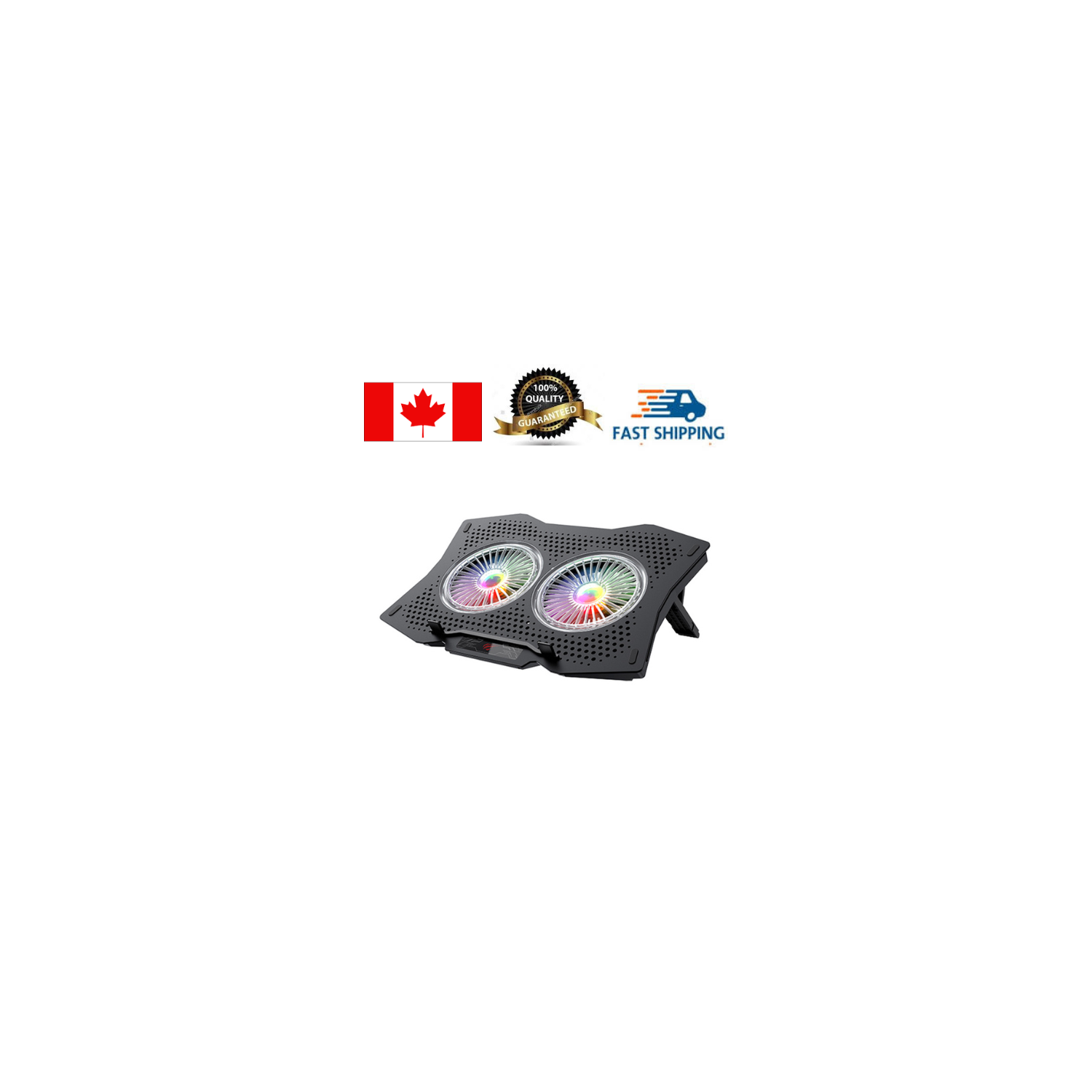 Havit F2072 Colorful RGB Lighting with Double 12CM Large Cooling Fans Pad with 2 ports USB Hub for up to 17 inches laptop, HV-F2072