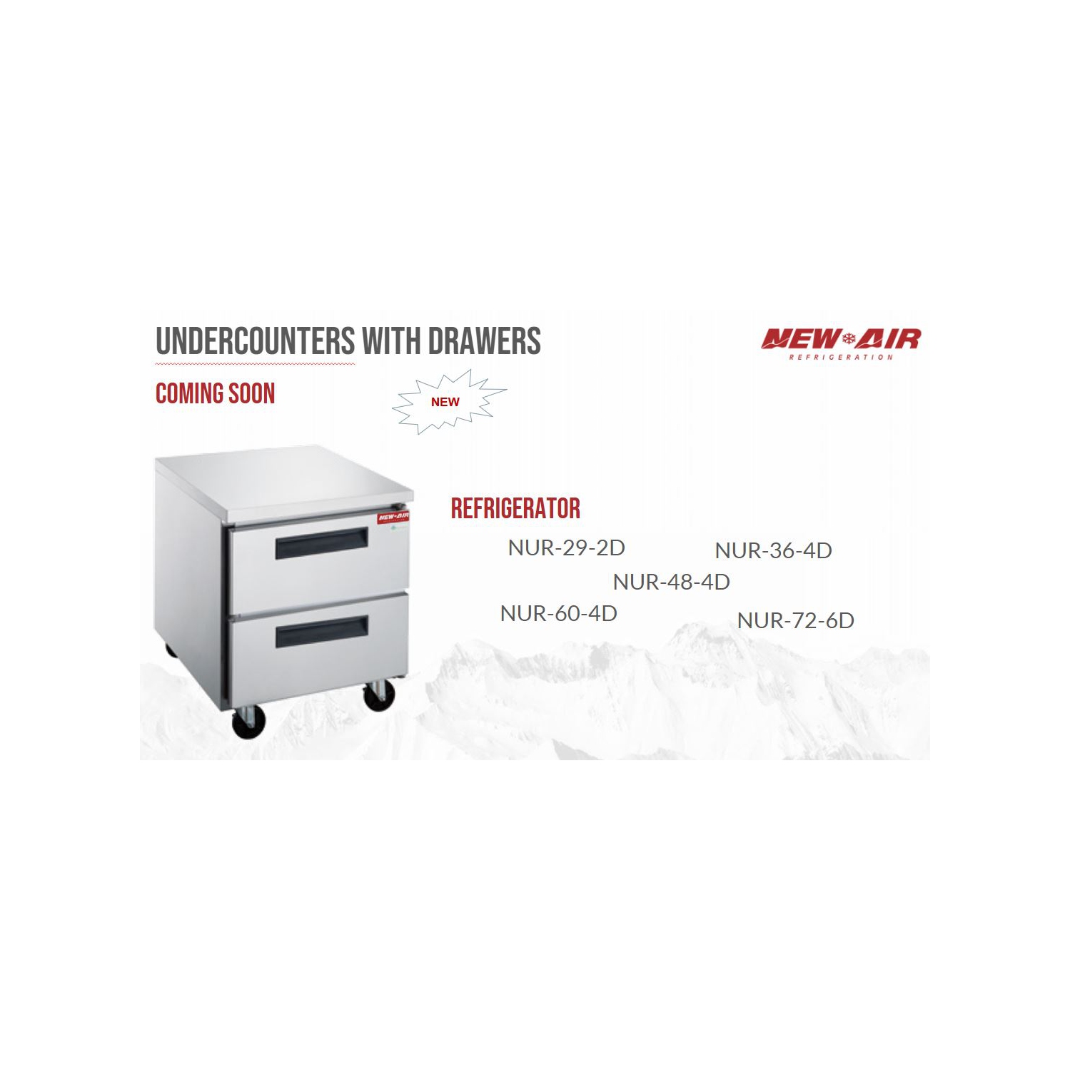 New Air NUR-60-4D 60" Stainless Steel Undercounter Refrigerator - Ideal for commercial kitchens, restaurants and cafeterias