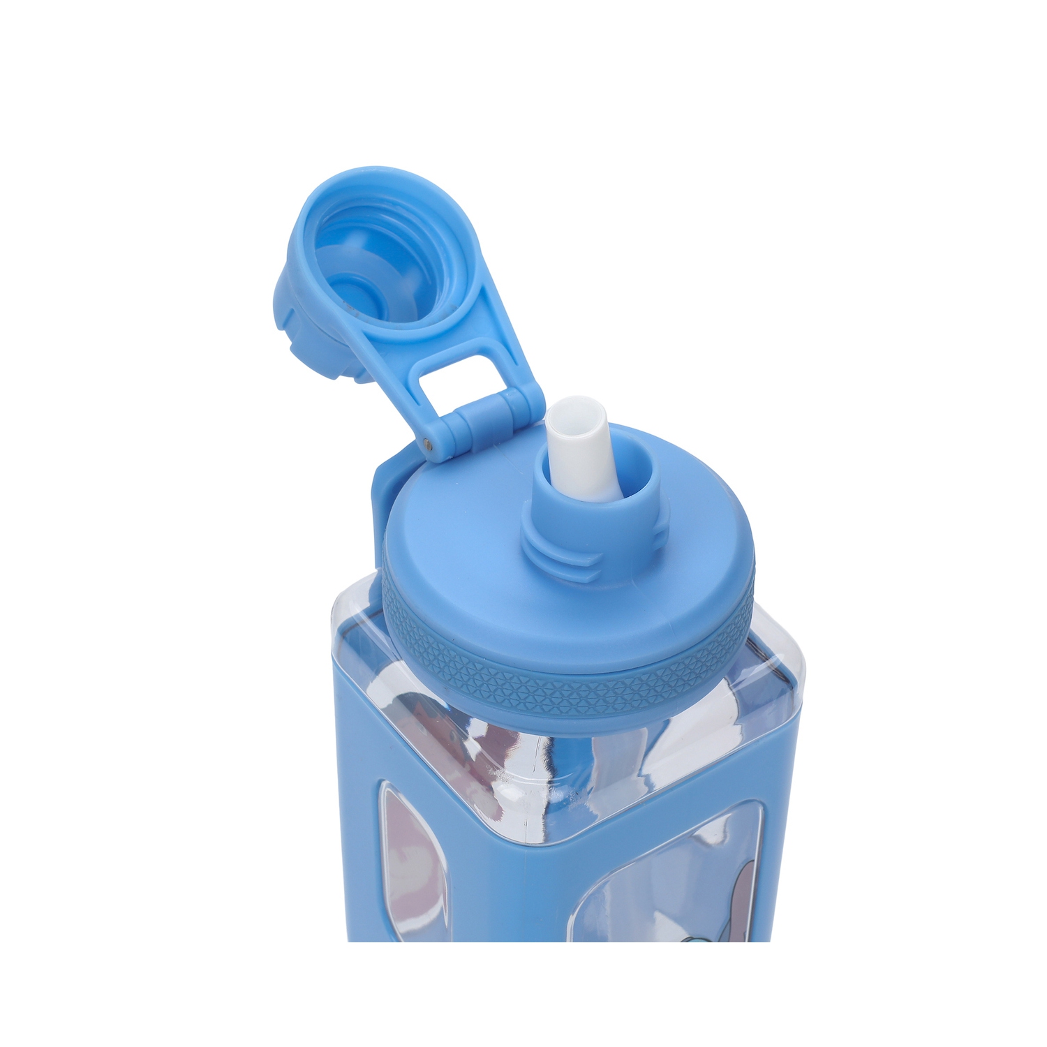 Lilo & Stitch Waving Characters 24 oz Blue Square Plastic Water Bottle