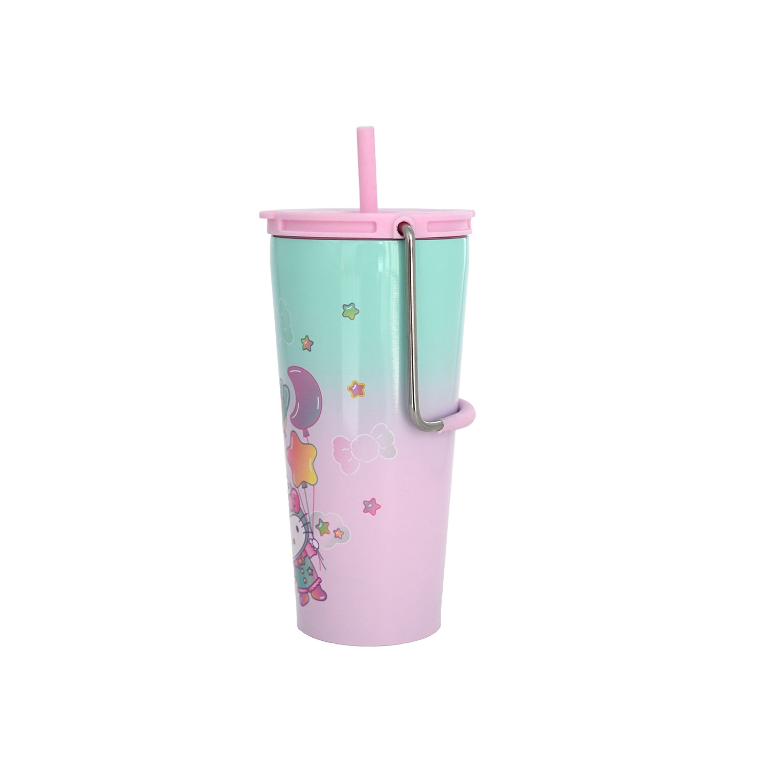 Gobelet 20&nbsp;oz en acier inoxydable avec paille et poignée Hello Kitty x Friends