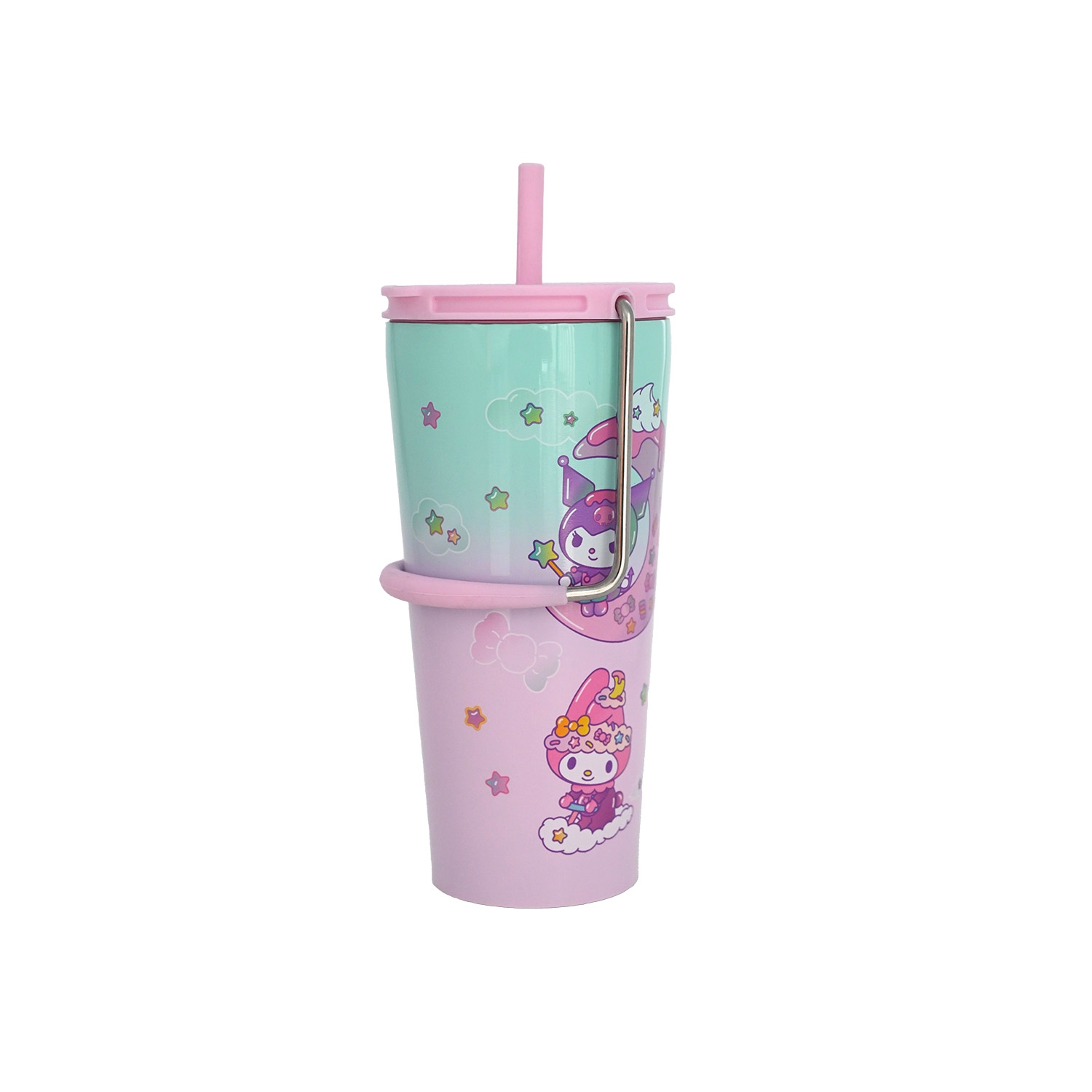 Gobelet 20&nbsp;oz en acier inoxydable avec paille et poignée Hello Kitty x Friends