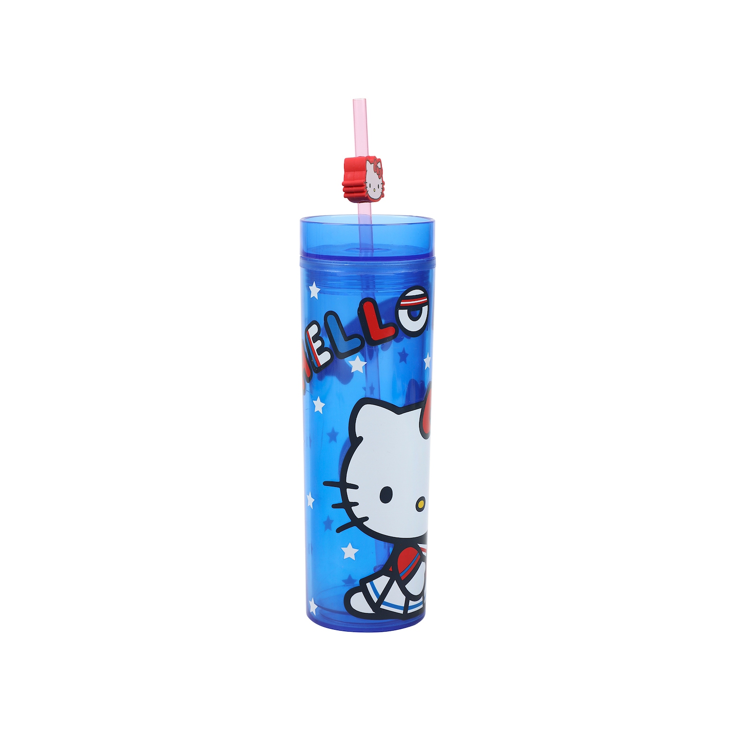 Hello Kitty Tennis 16 Oz Blue Plastic Cup With Straw & Lid