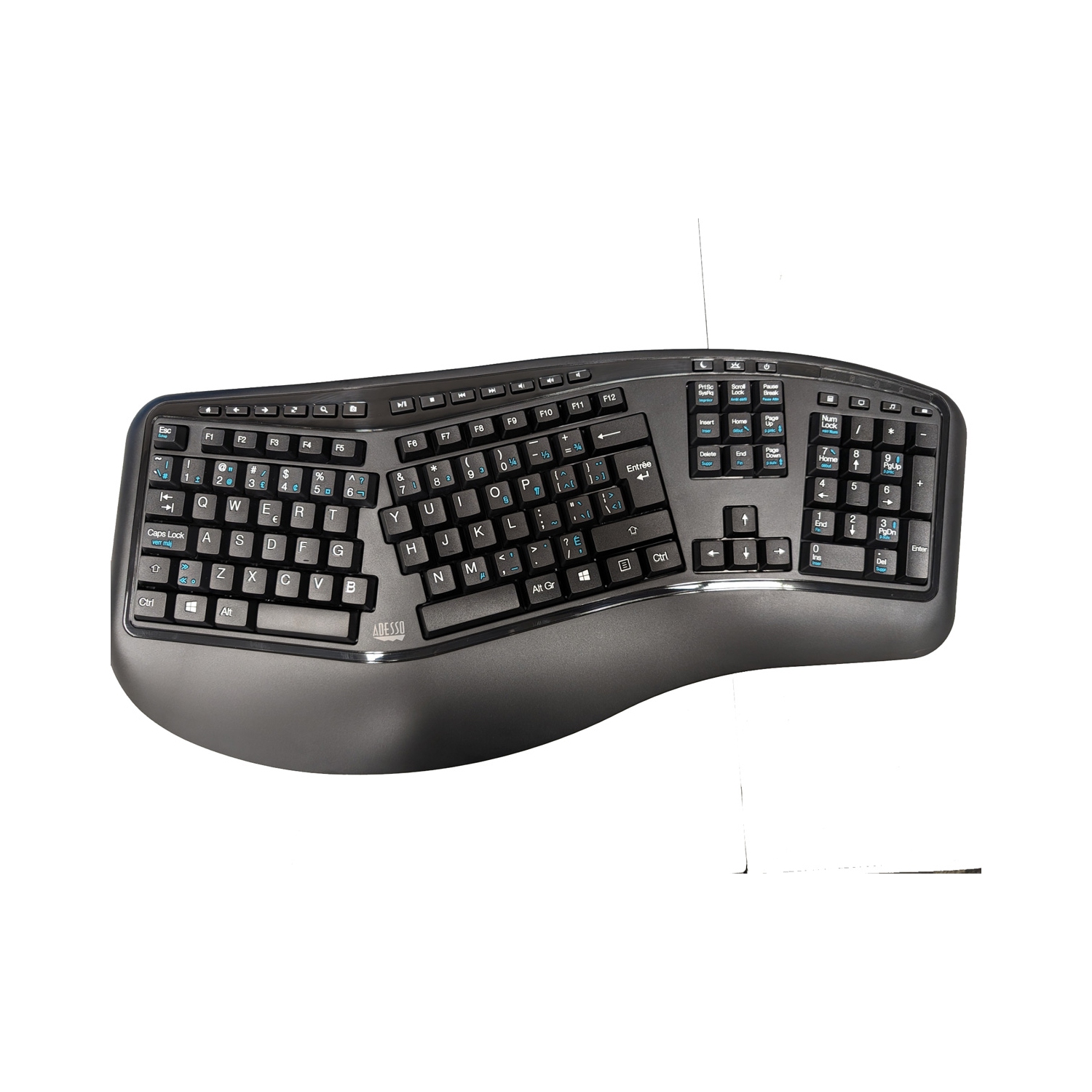 Open Box - Adesso TruForm Media 1500 Wireless Ergonomic Keyboard & Mouse Combo - French