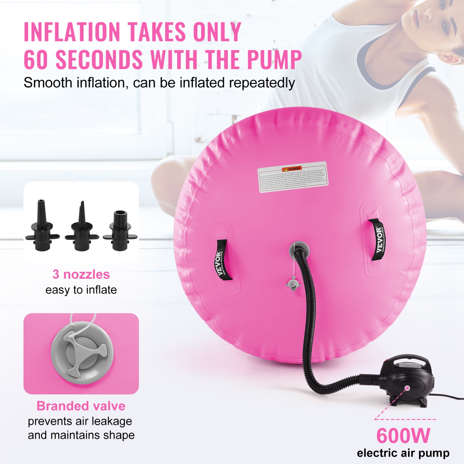 VEVOR Inflatable Gymnastics Air Mat Set, 2 PCS Tumbling Mat, Tumble Track with Electric Pump, Air Roller Barrel Gymnastics Equipment, Training Mats