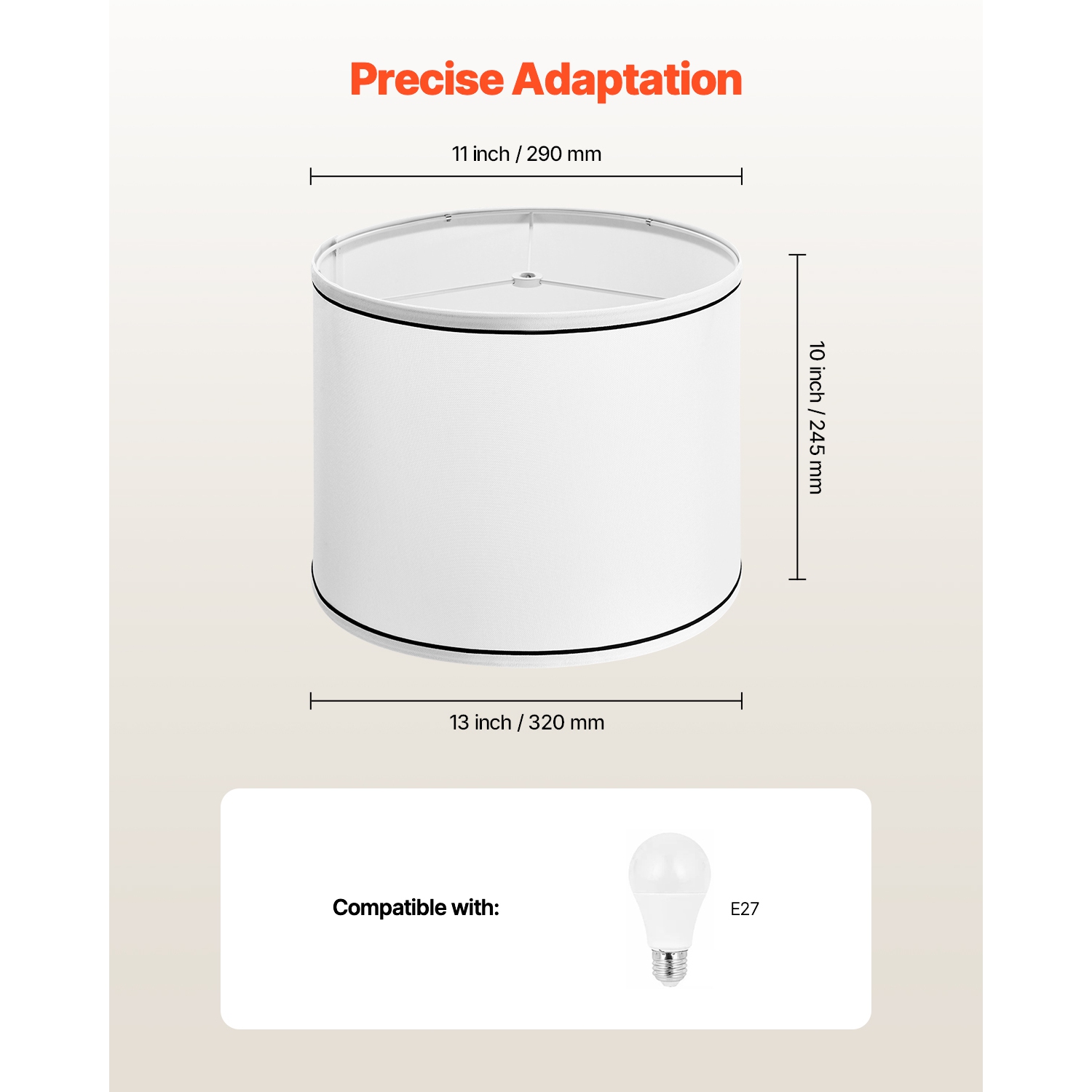 VEVOR 2 Set Lamp Shade, 11in Top x 13in Bottom x 10in High, Medium Lampshade with Harp, Replacement Lamp Shade for Table & Floor Lamps, White with