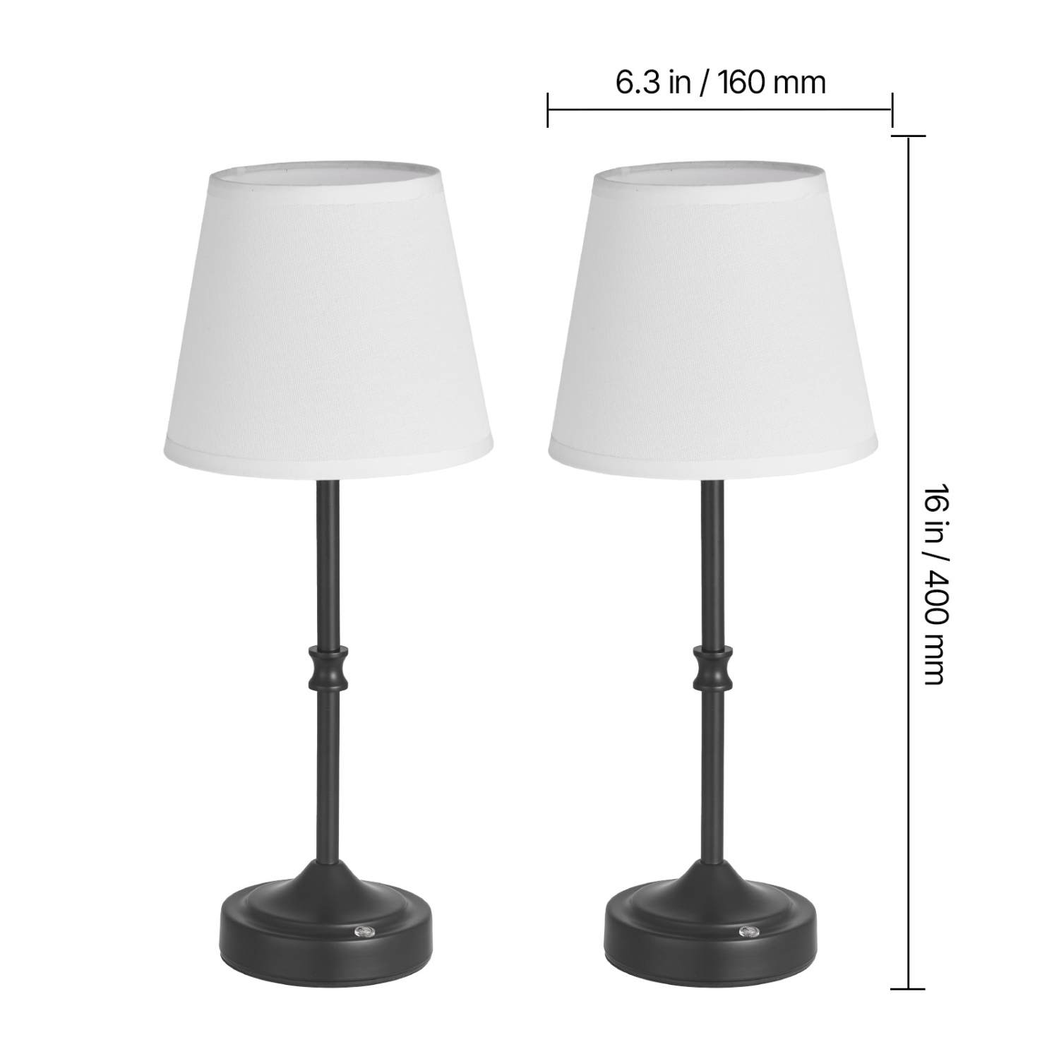 VEVOR 2 Pack Cordless Table Lamp, 5200mAh Built-in Rechargeable Battery Desk Lamp, 3-Level Brightness, Fabric Shade, 2700-3000K Color Temperature,