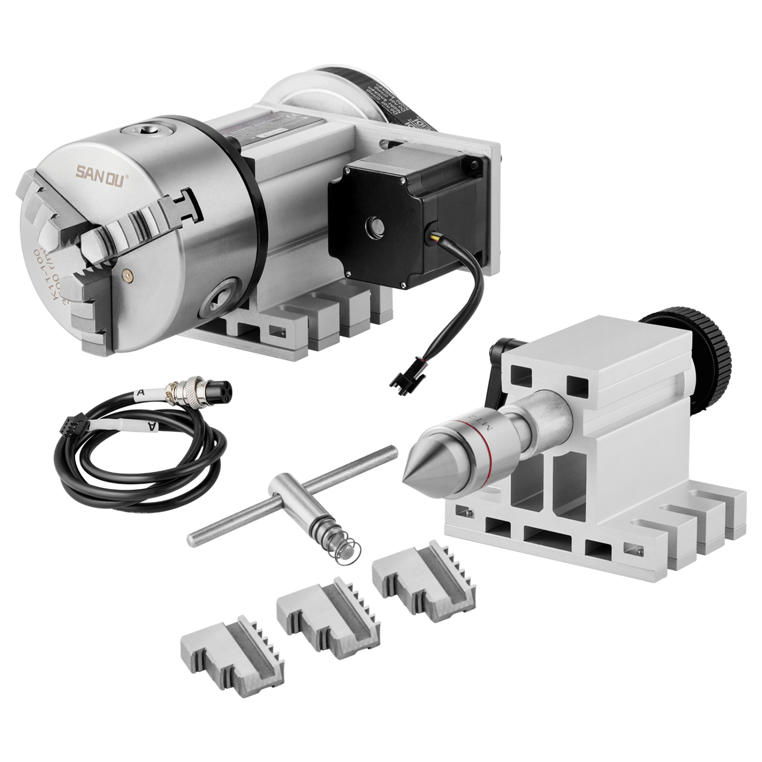 VEVOR K11-100mm Dividing Head,3-Jaw Chuck, 2.6"/65 mm Center Height MT2 Tailstock 6:1 Gear Ratio，CNC Router Milling Machine Rotational Axis 4th Axis