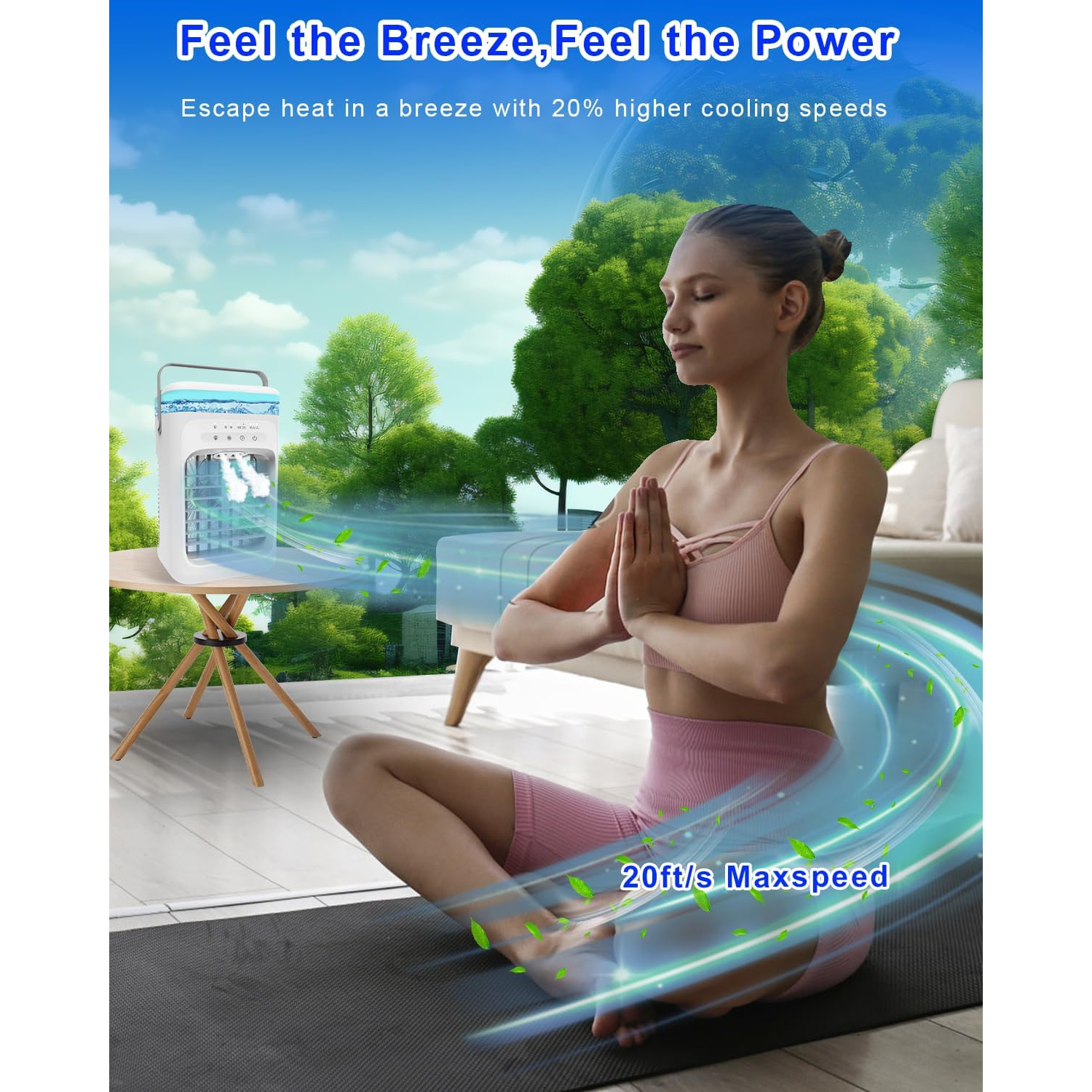 Portable Evaporative Air Cooler – 3 Fan Speeds, 2–4 Hour Timer, 7-Colour LED Light, Eco-Friendly Mini Cooling Fan for Home, Bedroom, Office & Travel