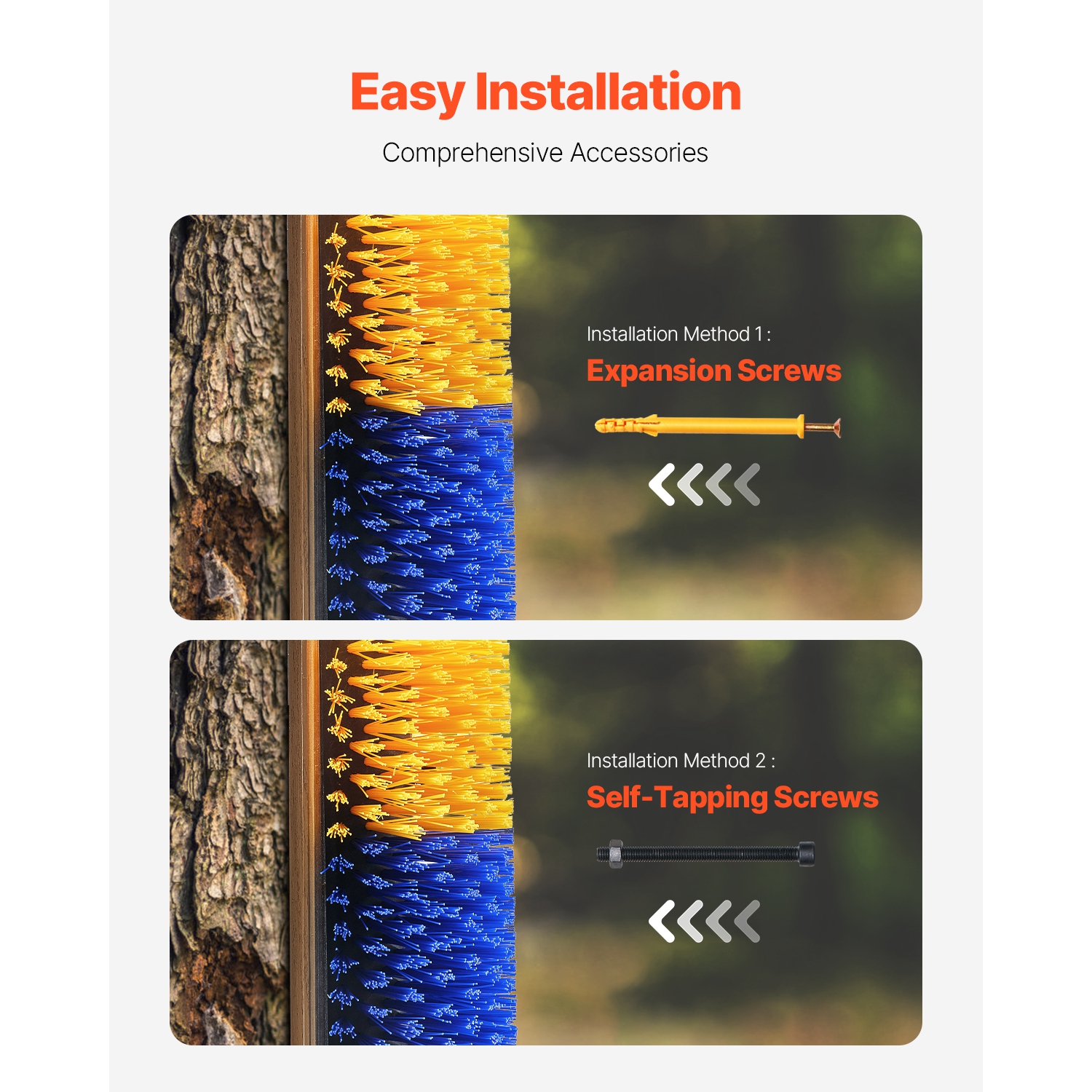 VEVOR 2 Pcs Livestock Scratching Brush, with 4 Screws, 20 x 7.5 in, for Back Itch Relief & Keep Cleaning, Grooming & Scratching Post Brush for Horse,