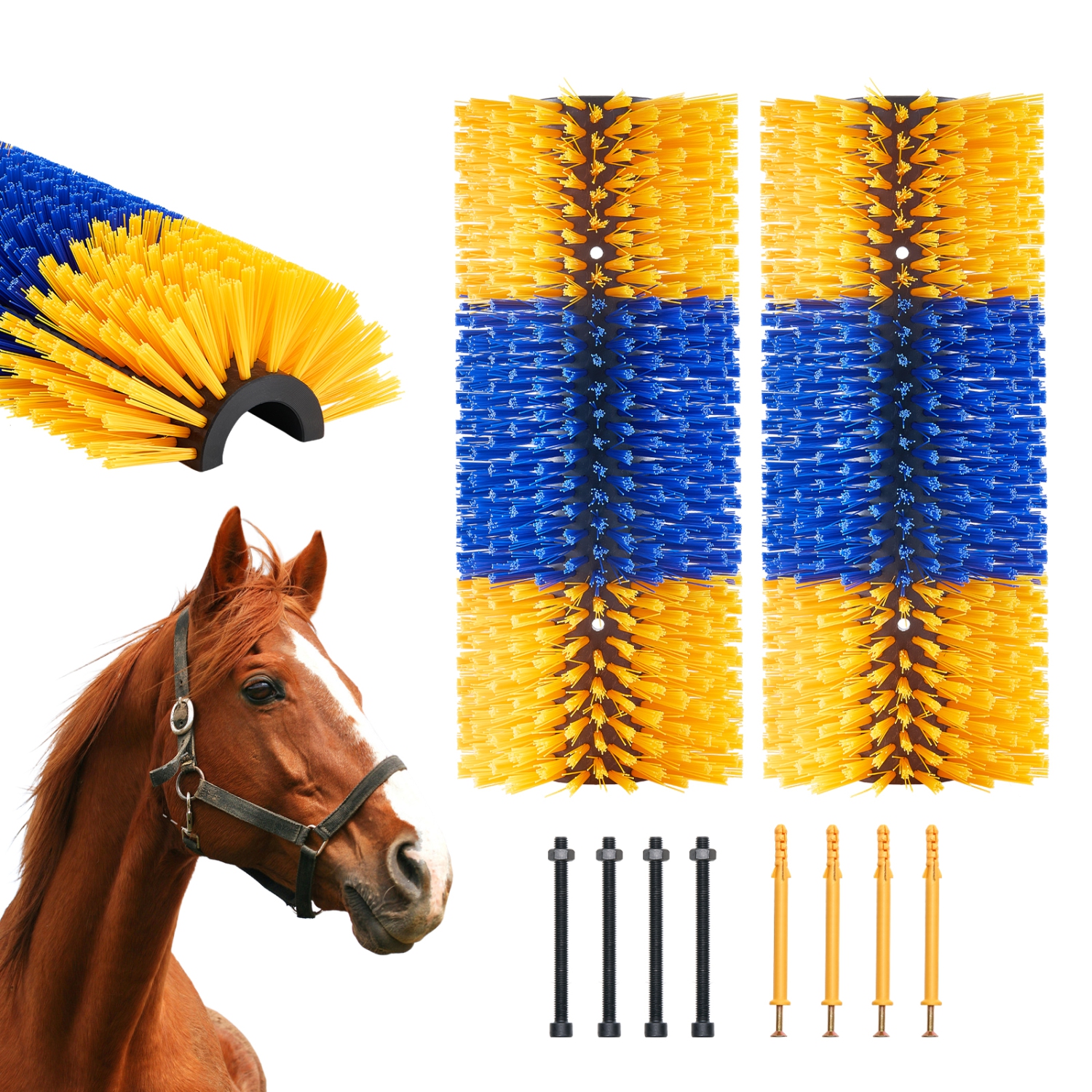 VEVOR 2 Pcs Livestock Scratching Brush, with 4 Screws, 17.1 x 7.5 in, for Back Itch Relief & Keep Cleaning, Grooming & Scratching Post Brush for