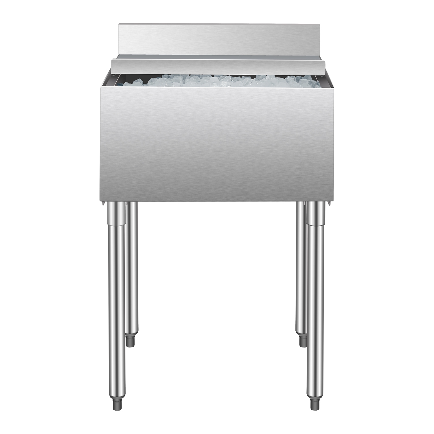 VEVOR 61 L Commercial Ice Bin, Underbar Ice Bin, 24 x 19 x 37 in Stainless Steel Ice Chest with Sliding Lid,Bottle Holders,Adjustable Bullet Feet,