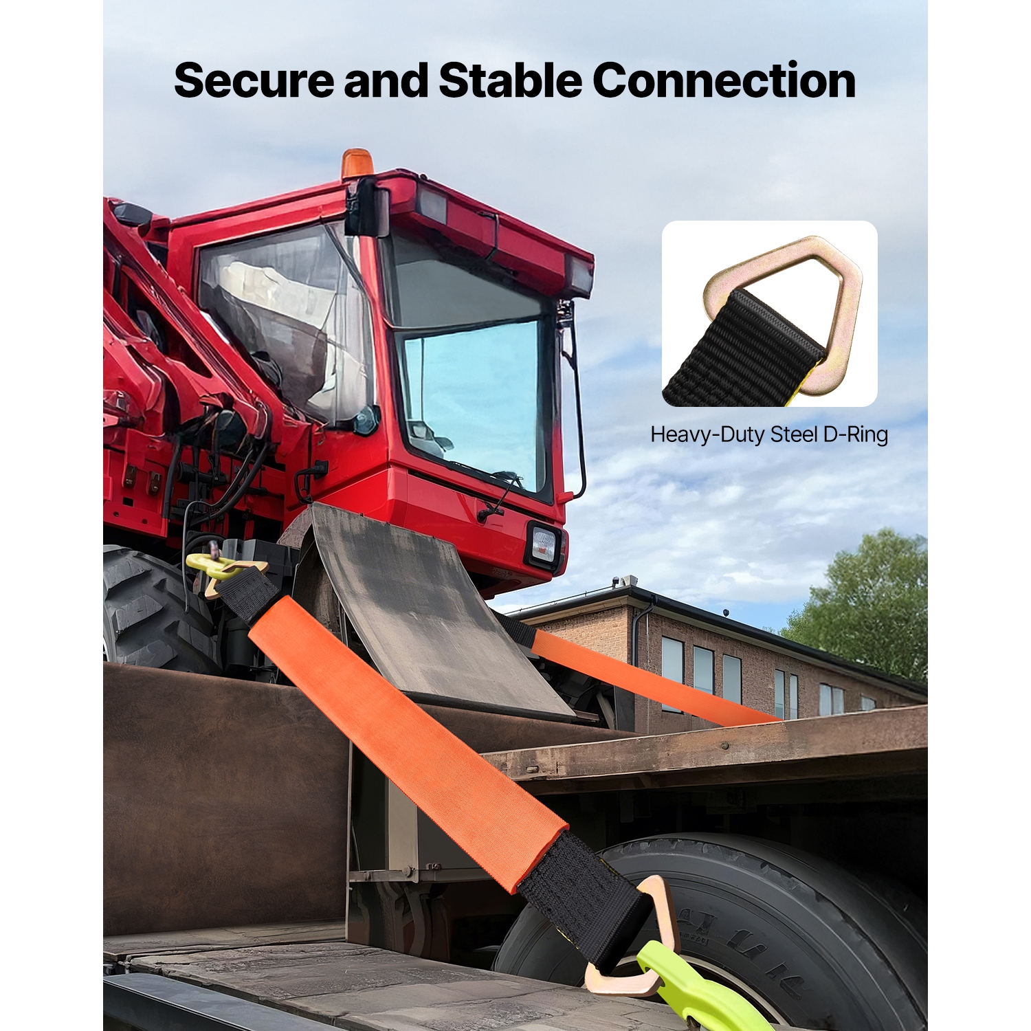 VEVOR 2 in x 3.2 ft Axle Straps, Heavy Duty Axle Tie Down Straps, 12000 lbs Break Strength Axle Tie Down Straps with D Rings, 4 Pack Heavy Duty Axle