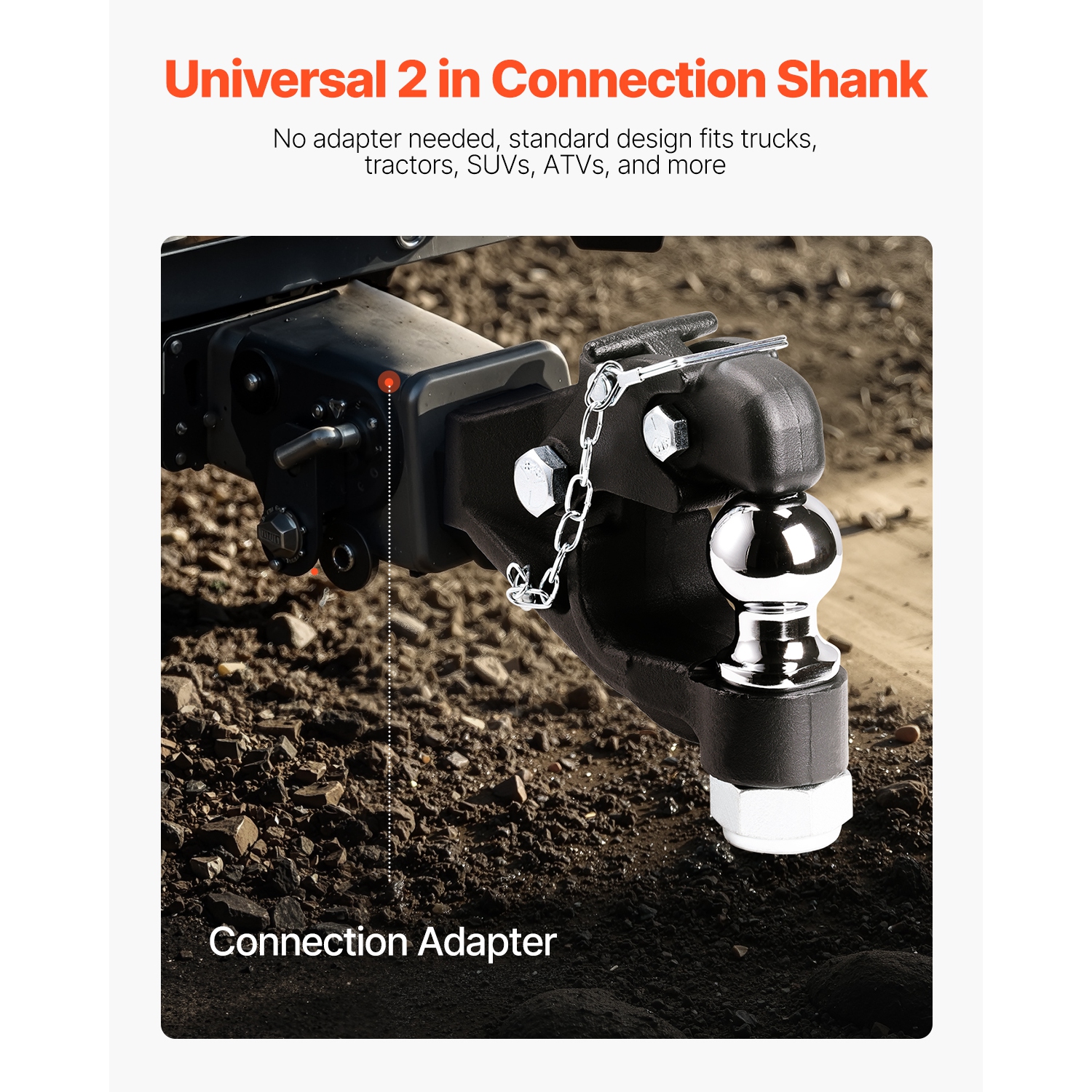 Crochet à pince VEVOR, capacité de remorquage 16000&nbsp;lb, attelage à crochet pour attelage militaire de 2&nbsp;po, boule d'attelage combinée de