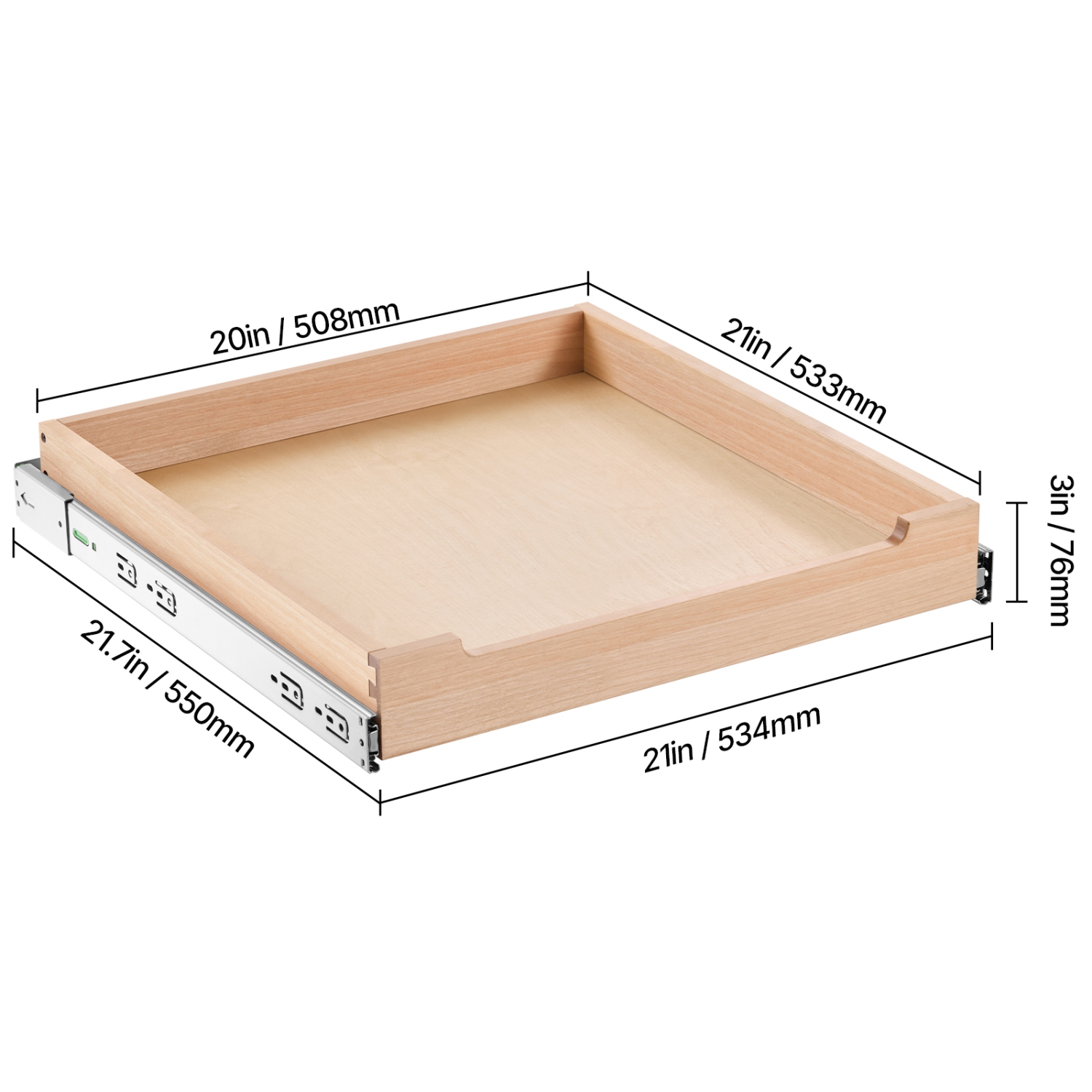 VEVOR 20"W x 21"D Pull Out Cabinet Drawer, Soft Close Slide out Shelf, Heavy-Duty Sliding Drawer, Bottom and Side Assembly Base Cabinet Organization