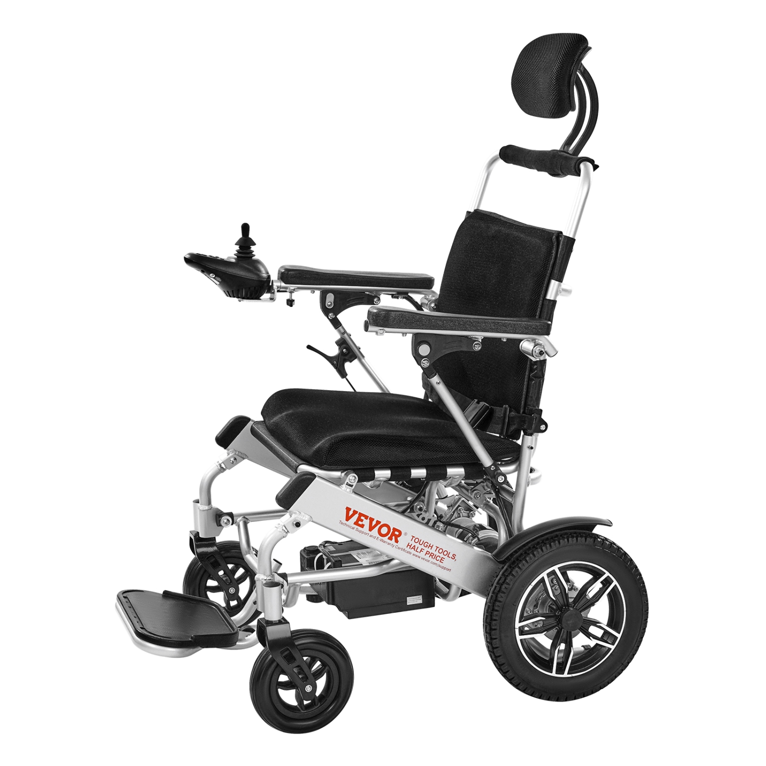Fauteuil roulant électrique VEVOR pour adultes, capacité 300 lb avec dossier réglable, fauteuil roulant motorisé pliable et léger, portée de