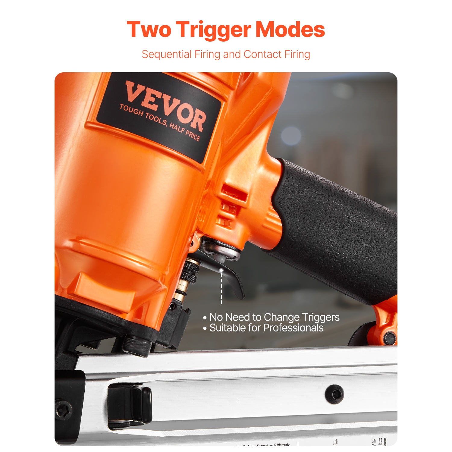 VEVOR 80-120PSI Framing Nailer, 2" to 3-1/2" 21 Degree Full Round Head Pneumatic Framing Nailer with Dual Trigger Modes & Tool-Less Depth Adjustment,