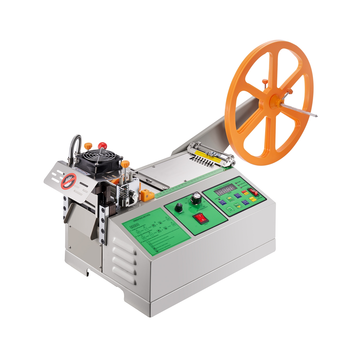 VEVOR Automatic Webbing Cutting Machine, Hot and Cold Ribbon Cutting Machine with Adjustable Temperature and LCD Display, Zipper Tapes Cutter for