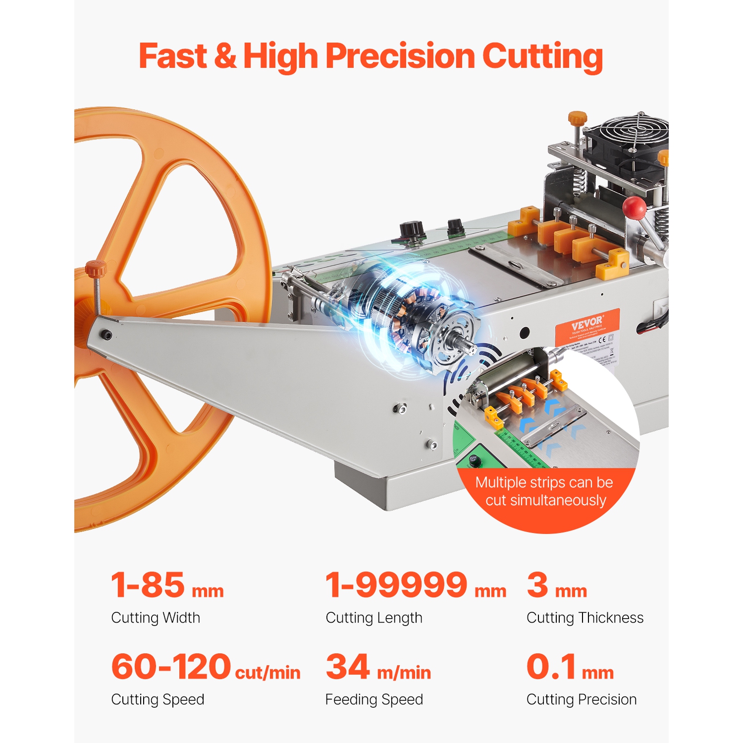 VEVOR Automatic Webbing Cutting Machine, Hot and Cold Ribbon Cutting Machine with Adjustable Temperature and LCD Display, Zipper Tapes Cutter for